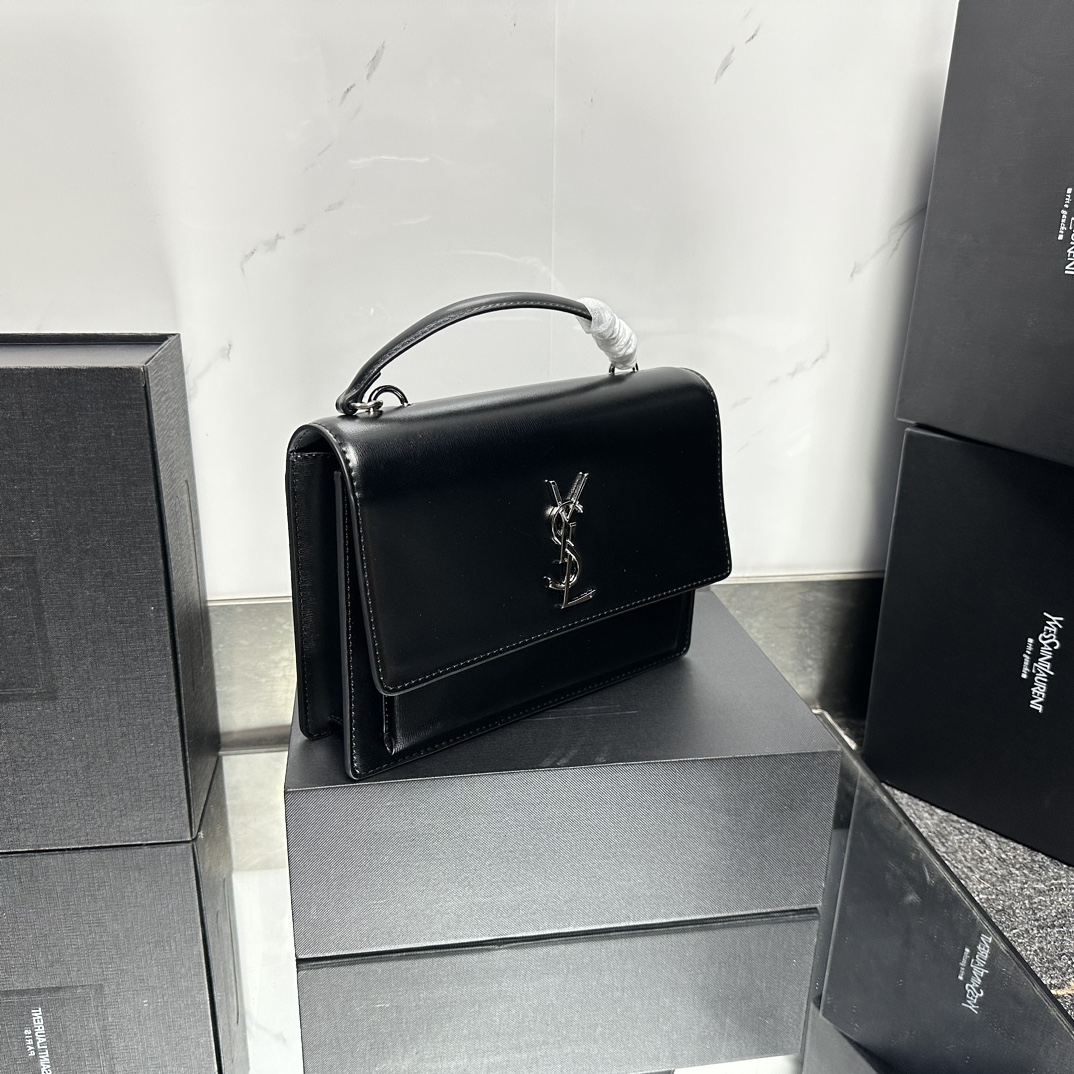 Lady Designer  Fashion Sunset medium leather cross-body bag Black Sliver - Bag - Gorchic - $135.99