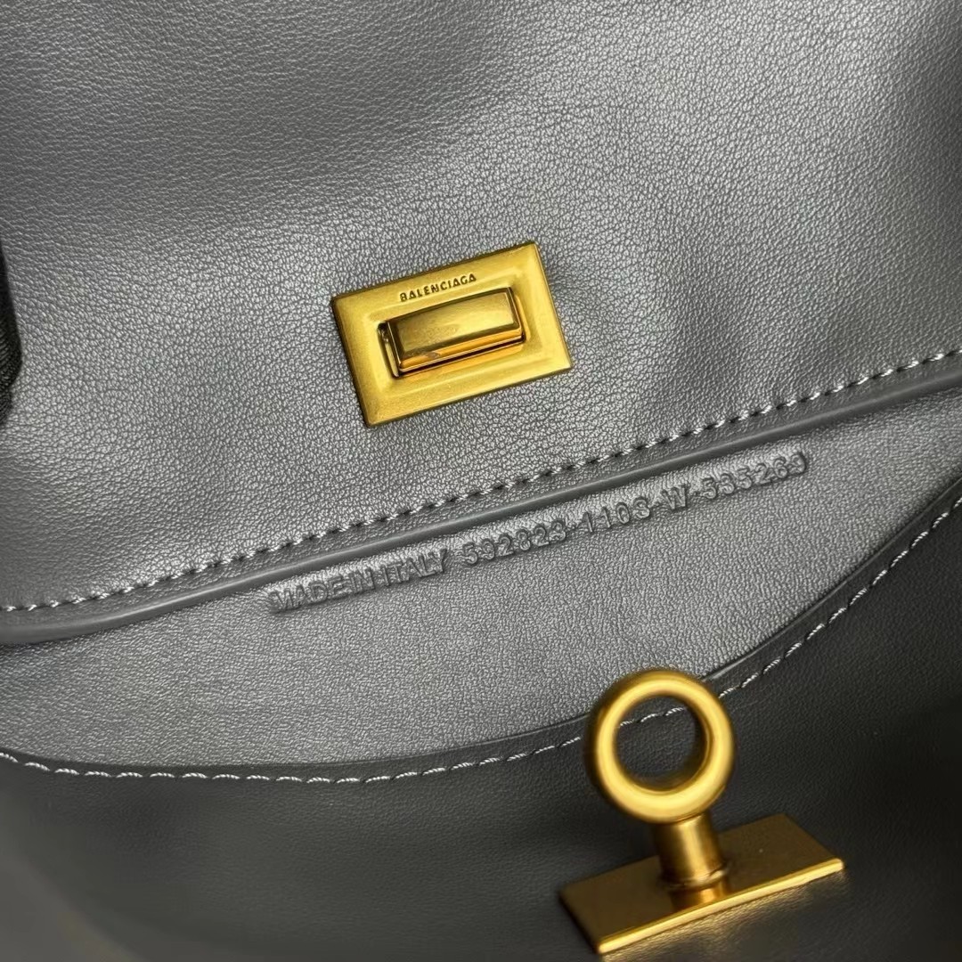 Hourglass iconic Rodeo leather shoulder bag in Grey and aged-golden hardware Multiple Size - Bag - Gorchic - $169.99