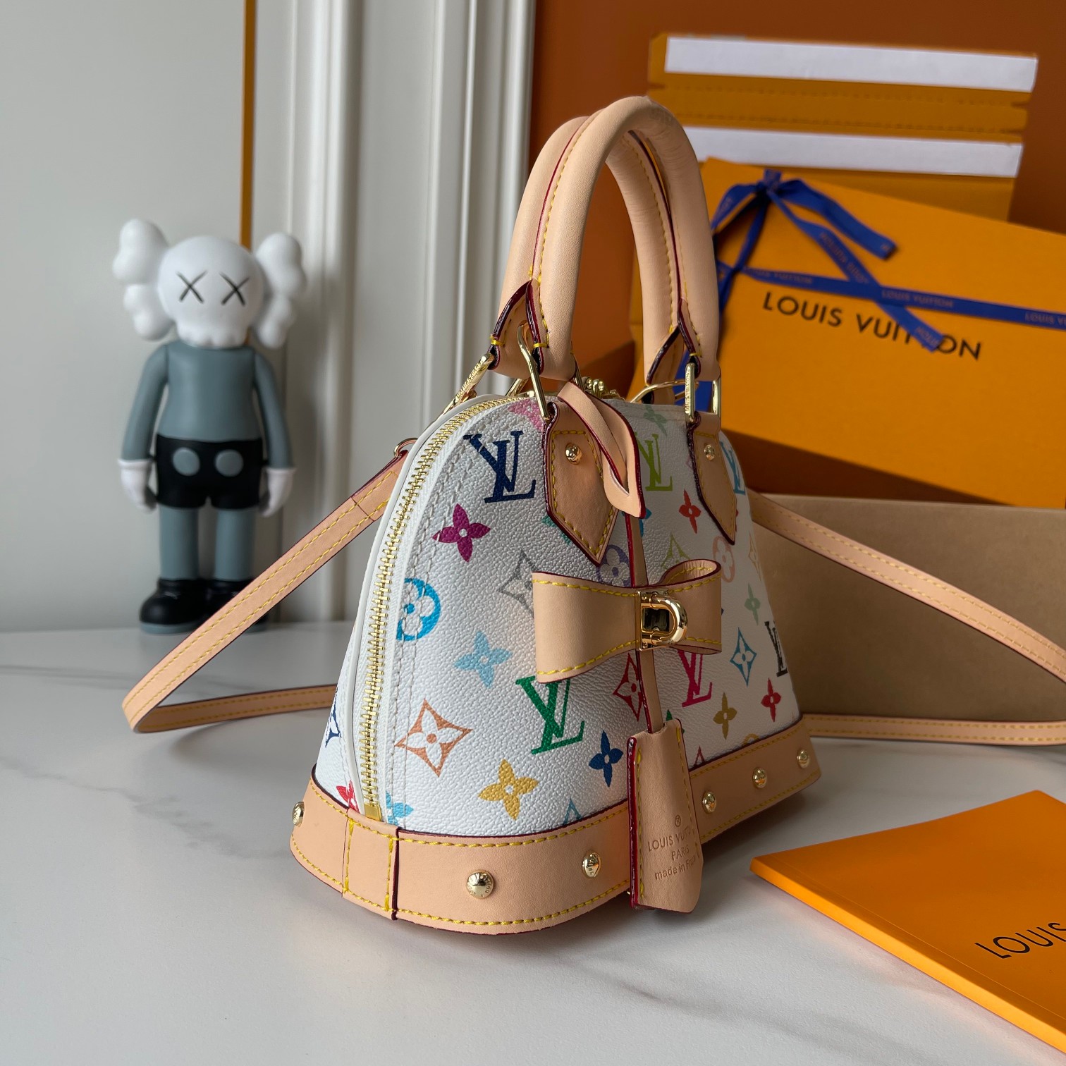 Designer Monogram x Murakami  x TM Alma BB White Bag - Gorchic - $132.99