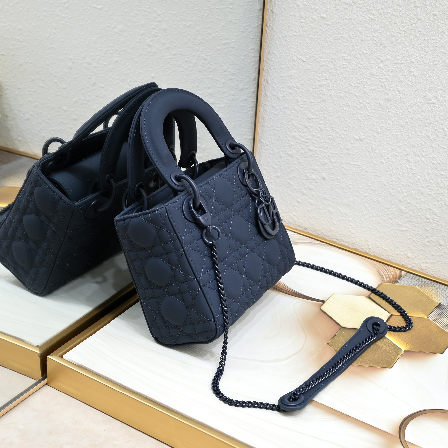 D Inspired Mini Lady D Inspired Bag Blue Ultramatte Calfskin - Bag - Gorchic - $138.99