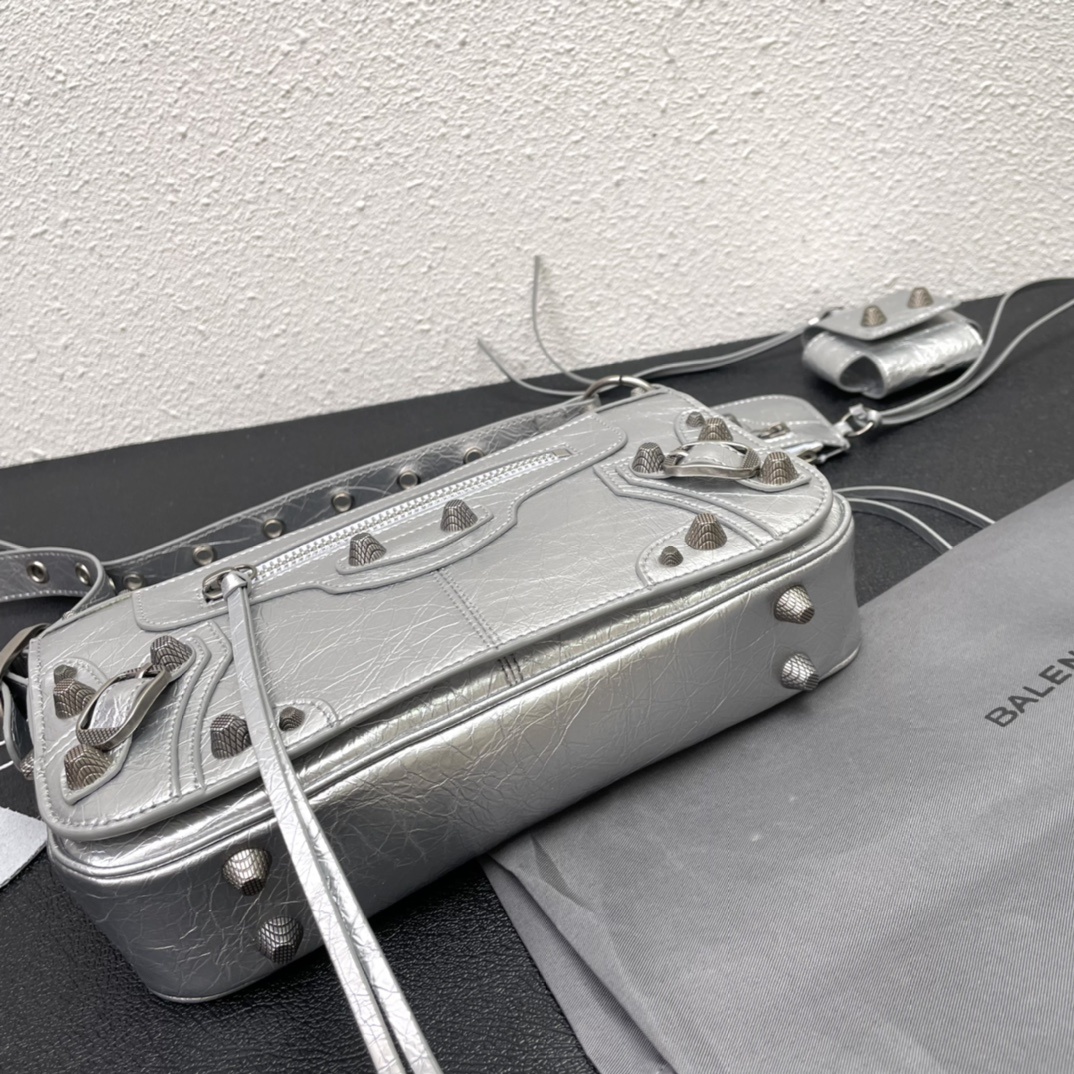 Hourglass iconic Le Cagole XS Leather Duffle Sliver Bag - Gorchic - $183.99