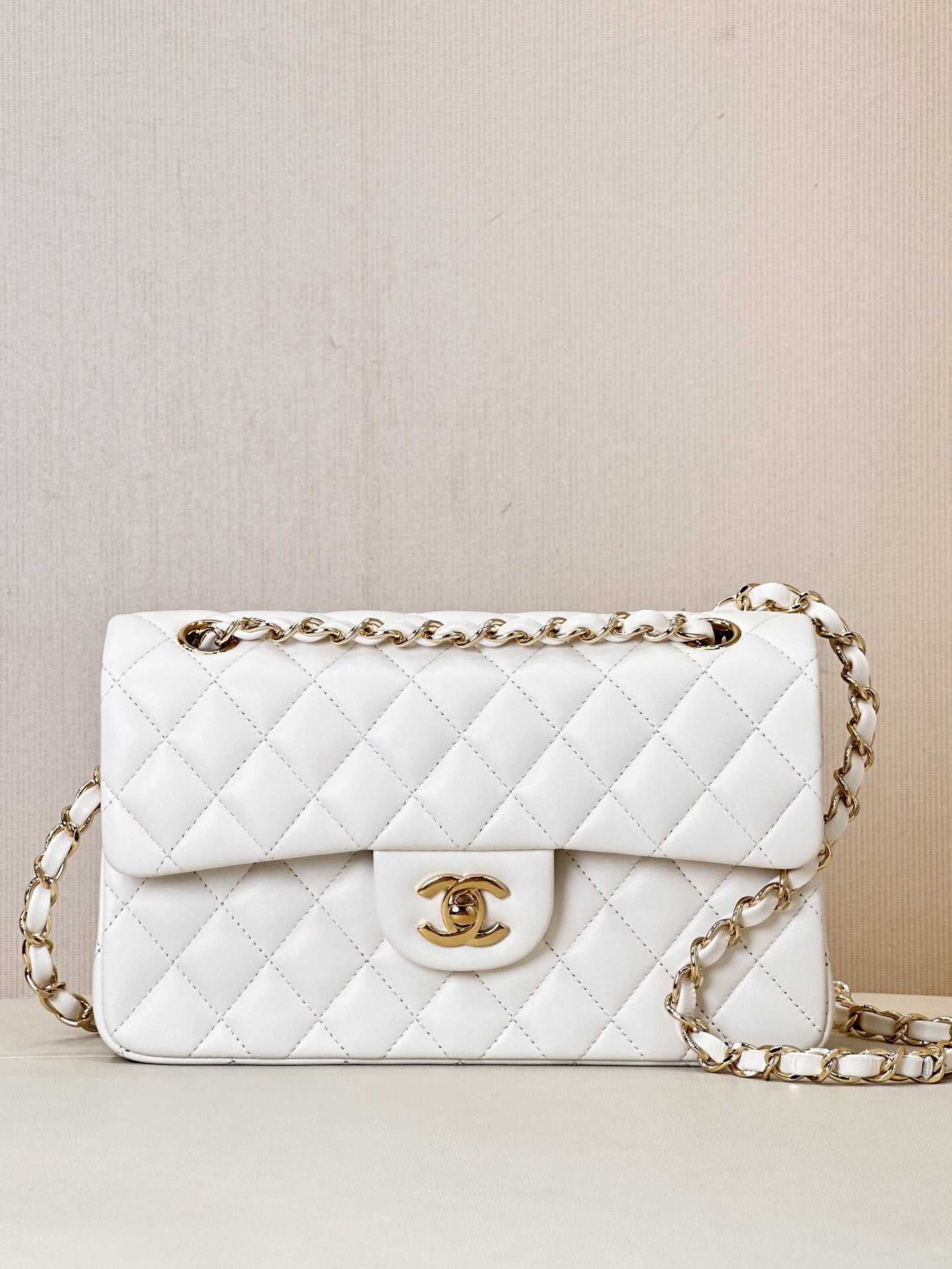CC Inspired Classic Double Flag Bag White Leather Shoulder Bag - Gorchic - $125.99