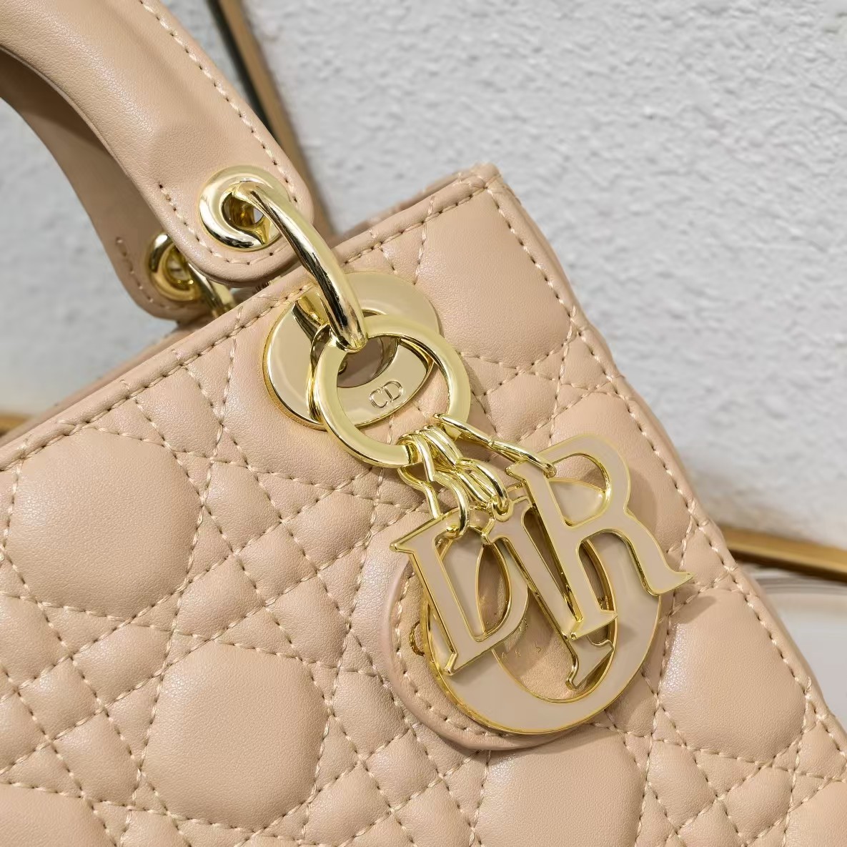 D Inspired Small Lady D Inspired Bag Powder Patent Cannage Calfskin Golden Hardware - Bag - Gorchic - $137.99