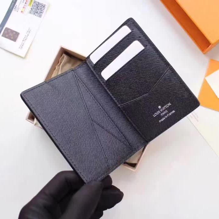 Designer Monogram Card Case Black Wallet - Gorchic - $110.99