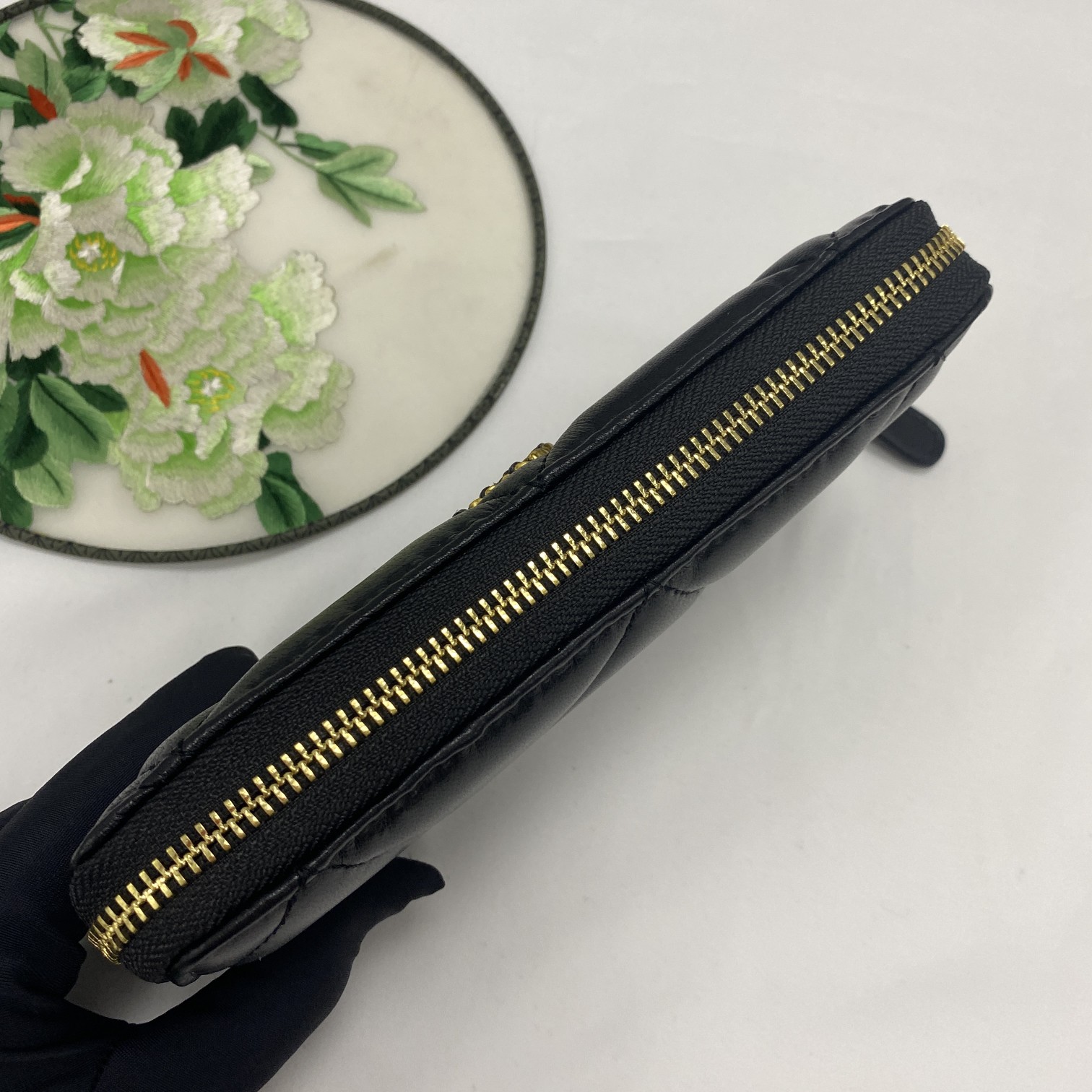 CC Inspired Boy Zip Around Wallet Quilted Caviar Long-Plain Gold Wallet - Gorchic - $52.99