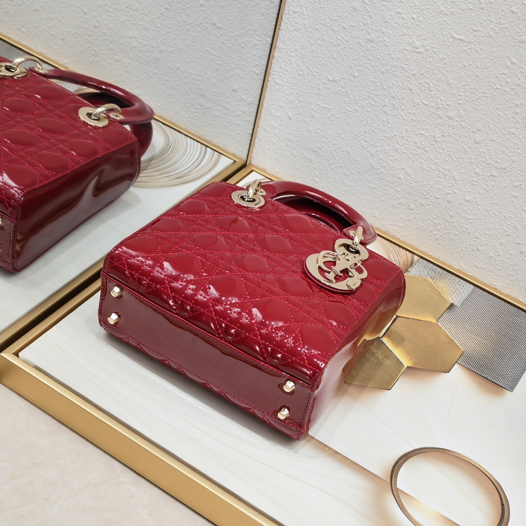 D Inspired Small Lady D Inspired Bag Red Cannage Calfskin Golden Hardware - Bag - Gorchic - $144.99