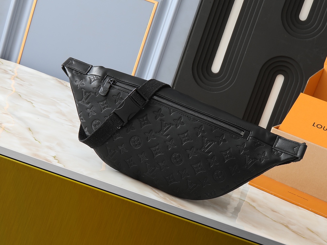 Designer Monogram Discovery Bum Bag - Black Embossed Bag - Gorchic - $123.99