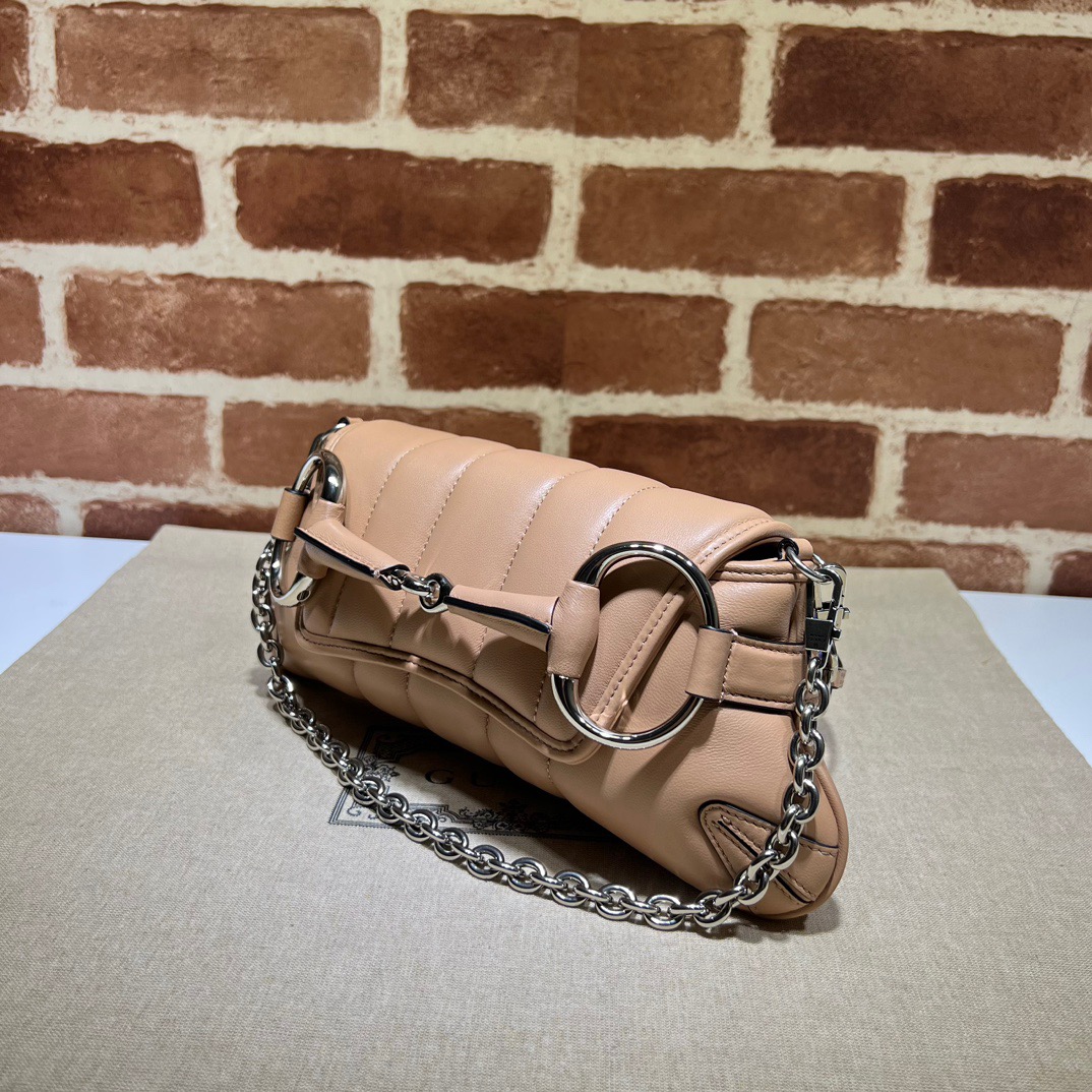 Double-G Horsebit Chain Small Shoulder Bag Rose Beige - Bag - Gorchic - $110.99