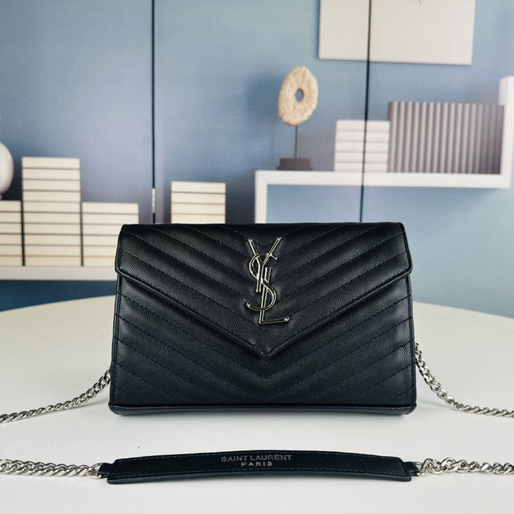 Lady Designer Fashion Cassandre Envelope - Black - Sier Metal - Gorchic - $119.99