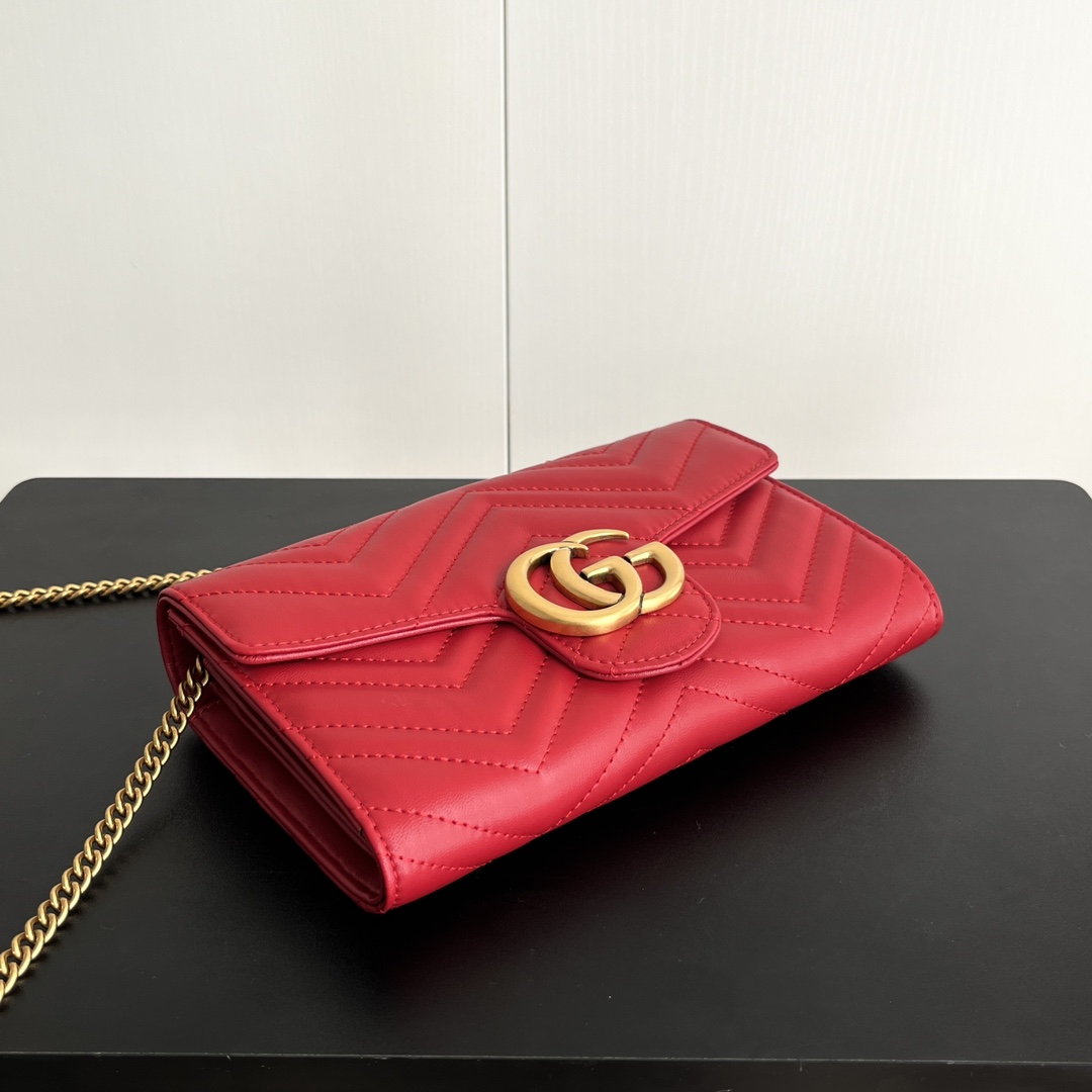 Double-G Marmont Chain Wallet - Red Gold Wallet - Gorchic - $123.99