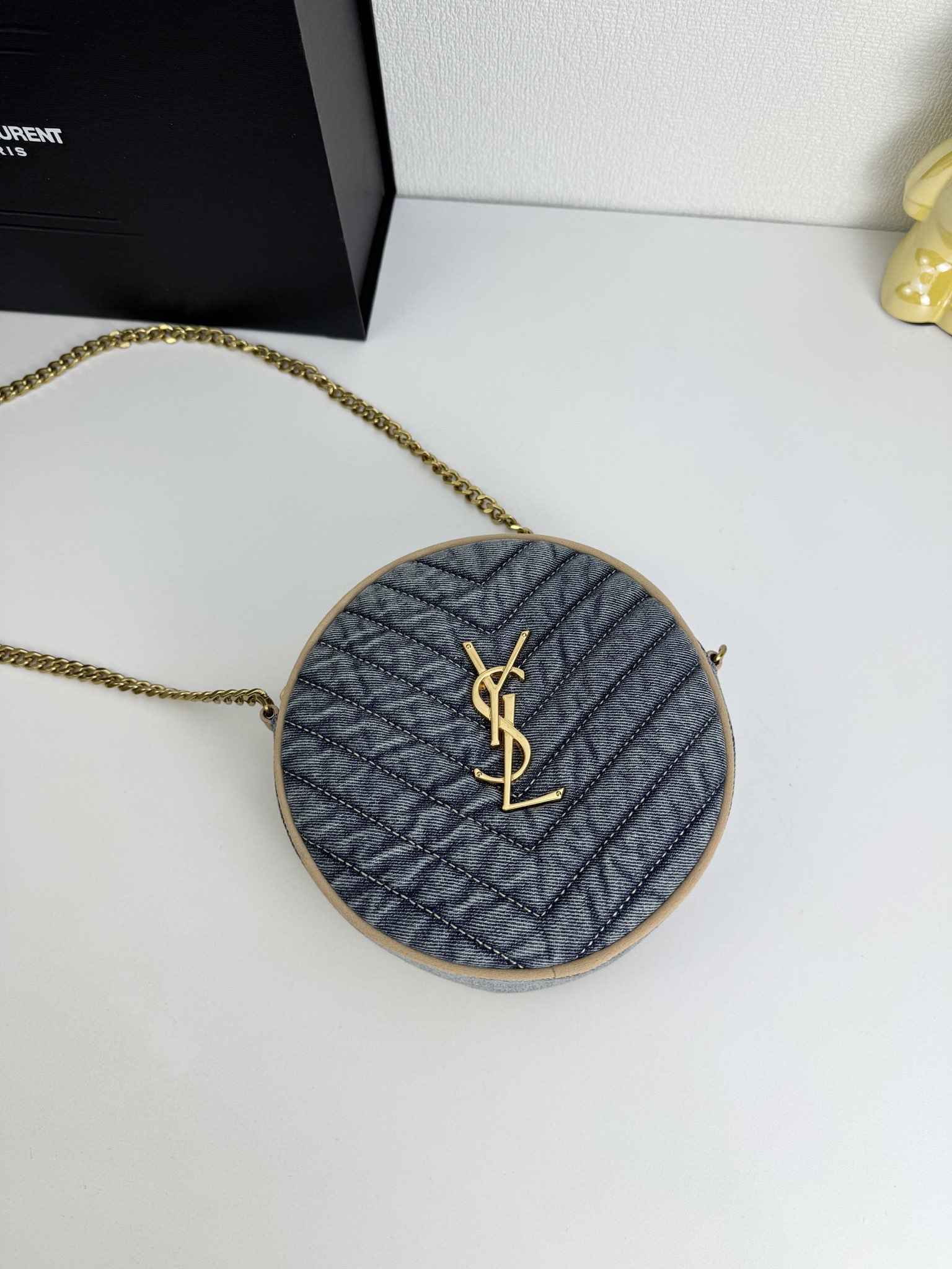 Lady Designer Nile Round Matelassé Denim Bag-Blue - Bag - Gorchic - $129.99