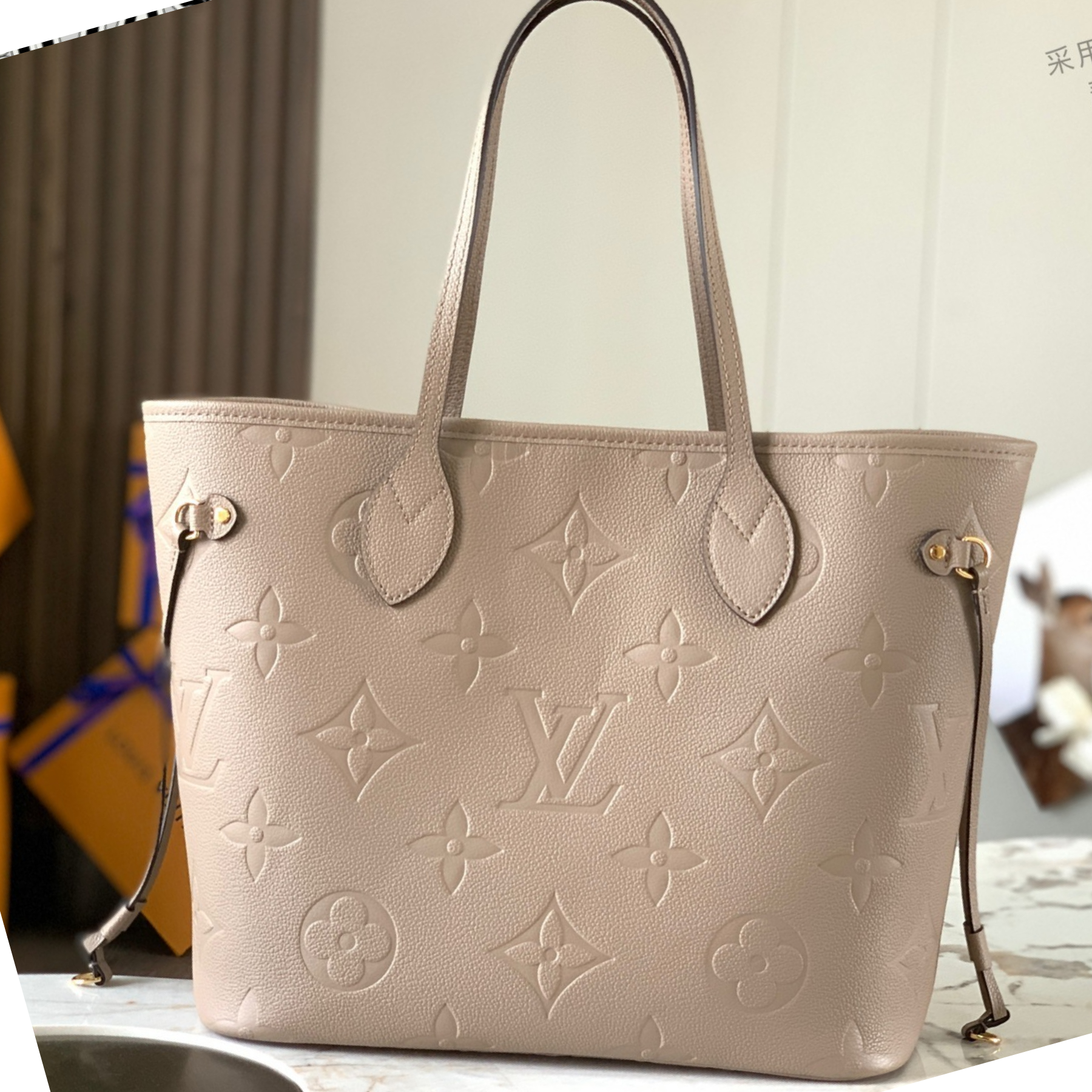 Designer Monogram Neverfull Elephant Gray Embossed Medium Handbag - Gorchic - $118.99