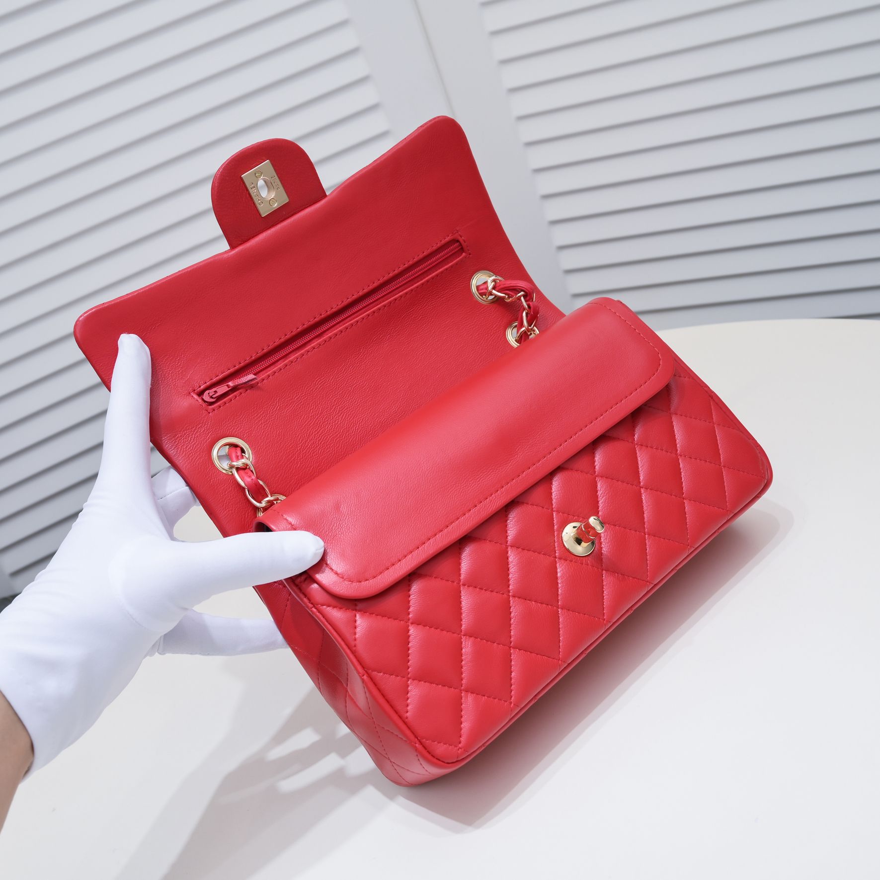 CC Inspired Classic Double Flap Bag Red Golden Hardware - Bag - Gorchic - $122.99