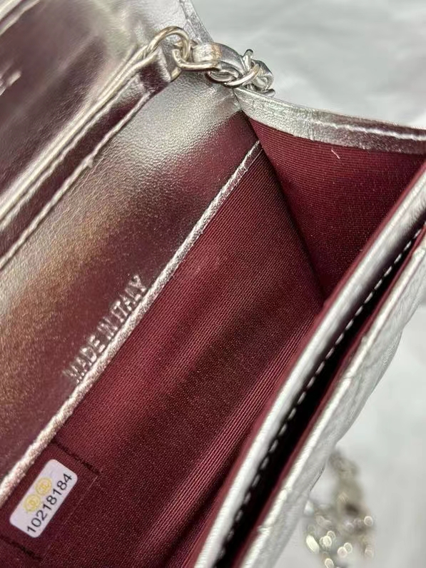 CC Inspired Sier Metallic Calfskin Quilted Flap Chain Waist Bag - Gorchic - $82.99