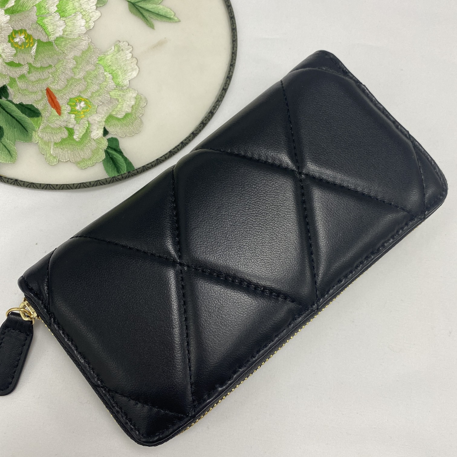 CC Inspired Boy Zip Around Wallet Quilted Caviar Long-Plain Gold Wallet - Gorchic - $52.99