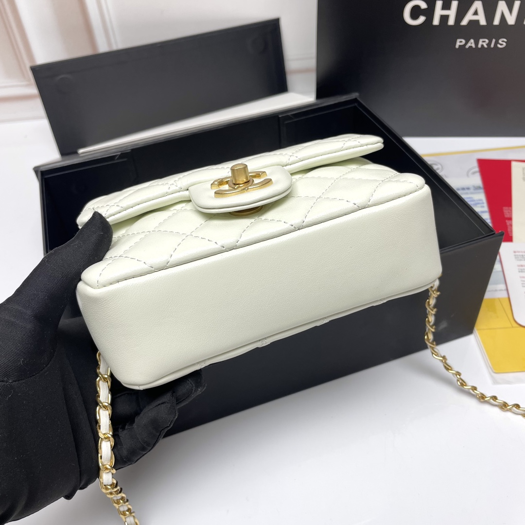 CC Inspired 17c Ivory Caviar Rectangle Mini Gold Hardware - Bag - Gorchic - $128.99