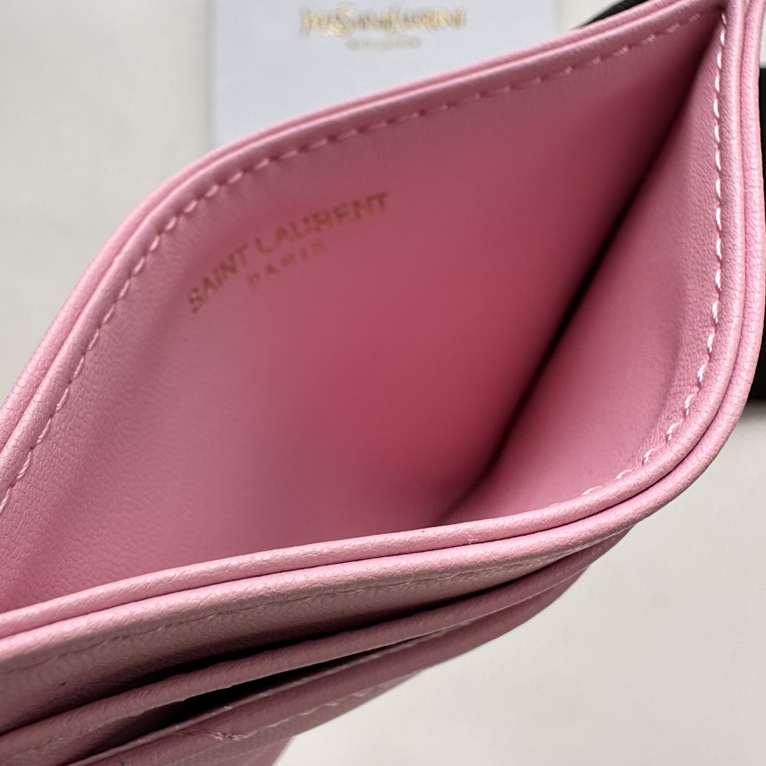 Lady Designer CASSANDRE MATELASSÉ card case in lambskin -Pink Wallet - Gorchic - $35.99