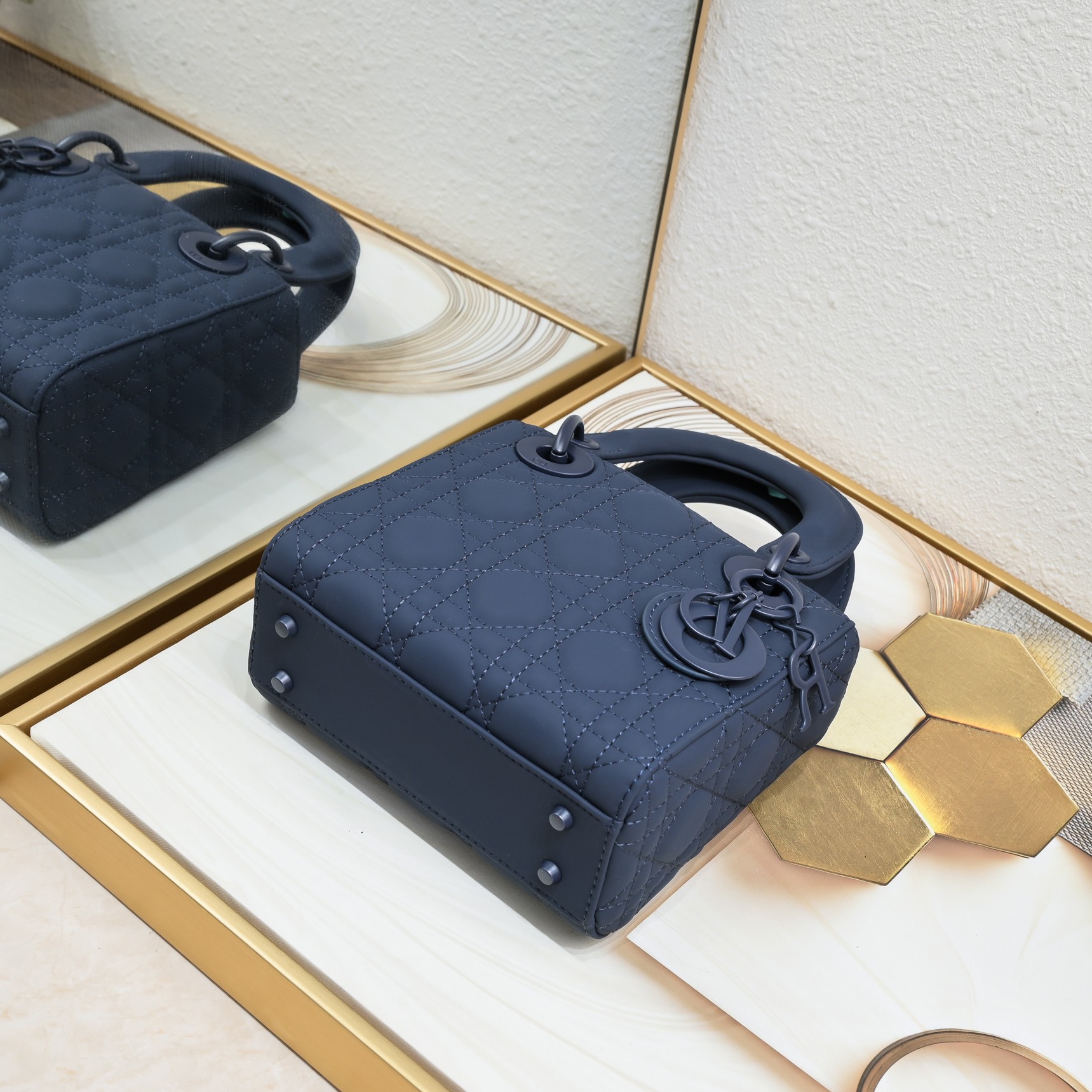 D Inspired Mini Lady D Inspired Bag Blue Ultramatte Calfskin - Bag - Gorchic - $138.99