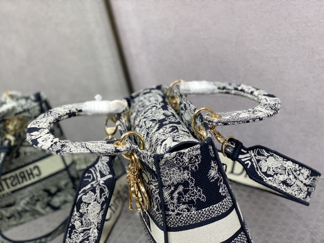 D Inspired The LADY D-LITE Bag Blue Toile de Jouy Reverse Embroidery - Bag - Gorchic - $196.99