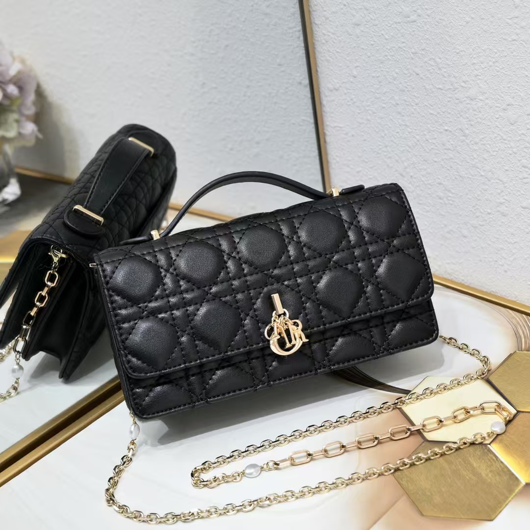 D Inspired Mini Bag Black Cannage Lambskin - Gorchic - $142.99