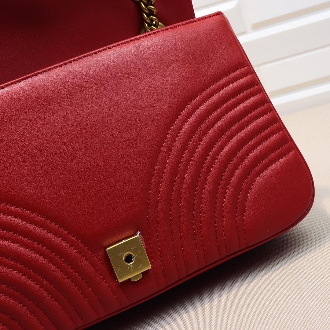 Double-G GG Marmont Small Shoulder Bag in red leather - Bag - Gorchic - $115.99
