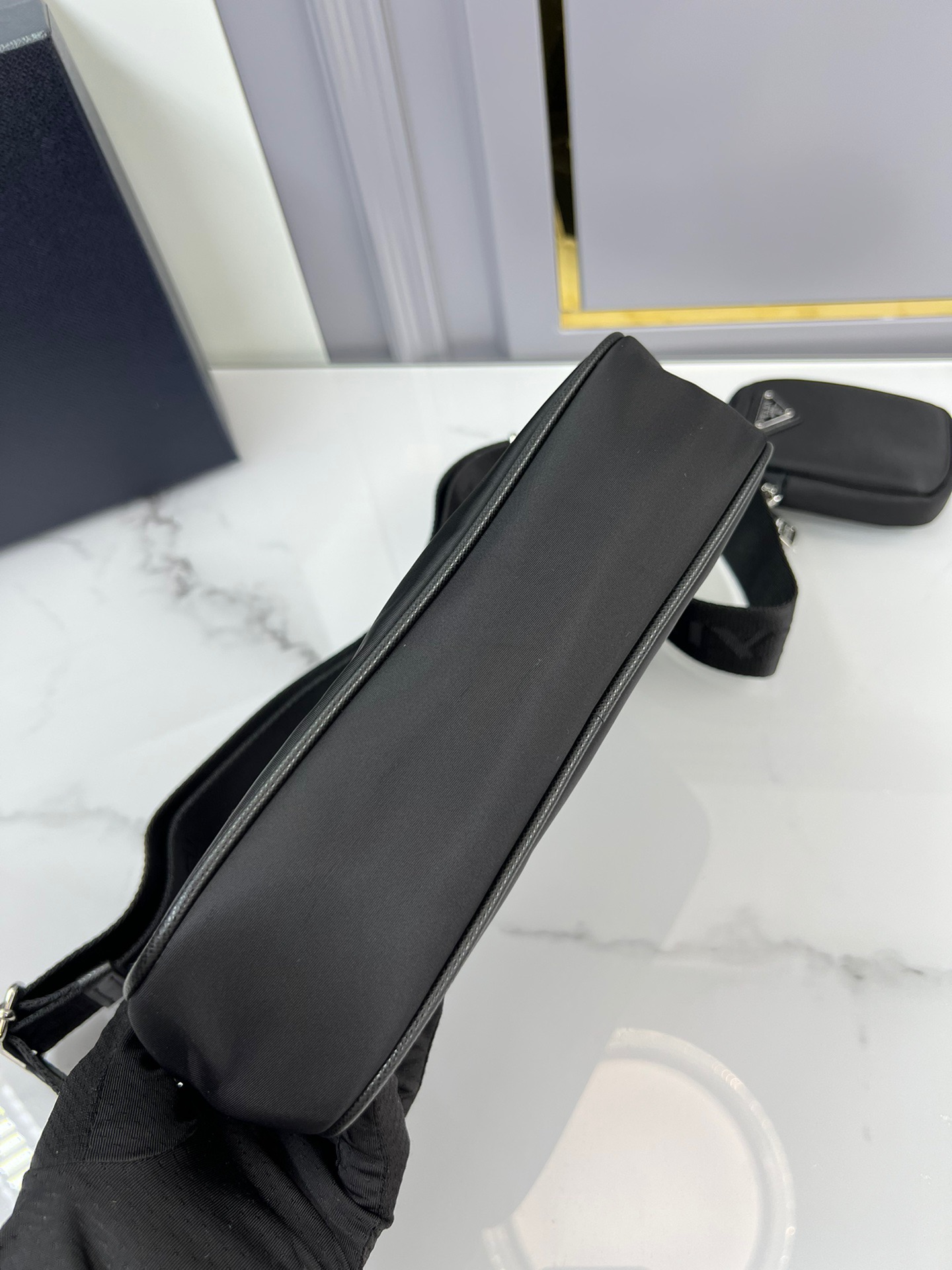 Saffiano texture Re-Edition 2005 Re-Nylon shoulder bag - Gorchic - $99.99