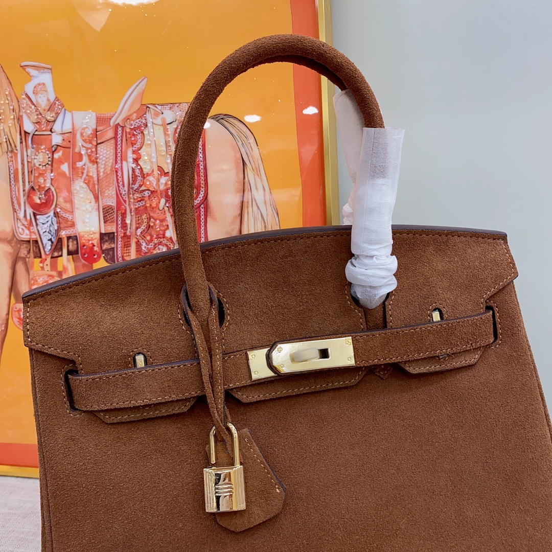 H-Inspired Birkin Bag Doblis Bag Golden Hardware -Brown Bag - Gorchic - $205.99