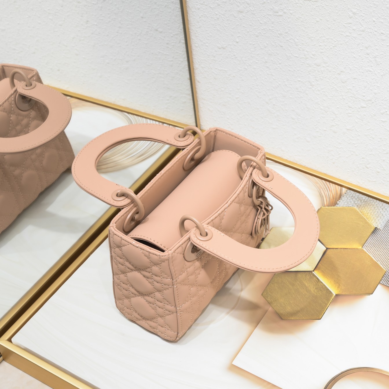 D Inspired Mini Lady D Inspired Bag Blush Ultramatte Calfskin - Bag - Gorchic - $138.99