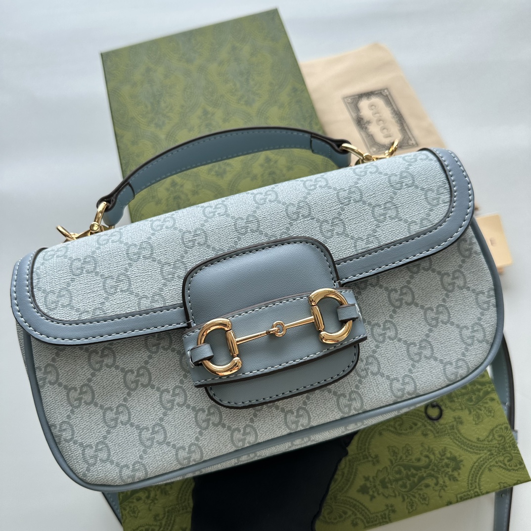 Double-G Horsebit 1955 Small Blue Shoulder Bag - Gorchic - $121.99