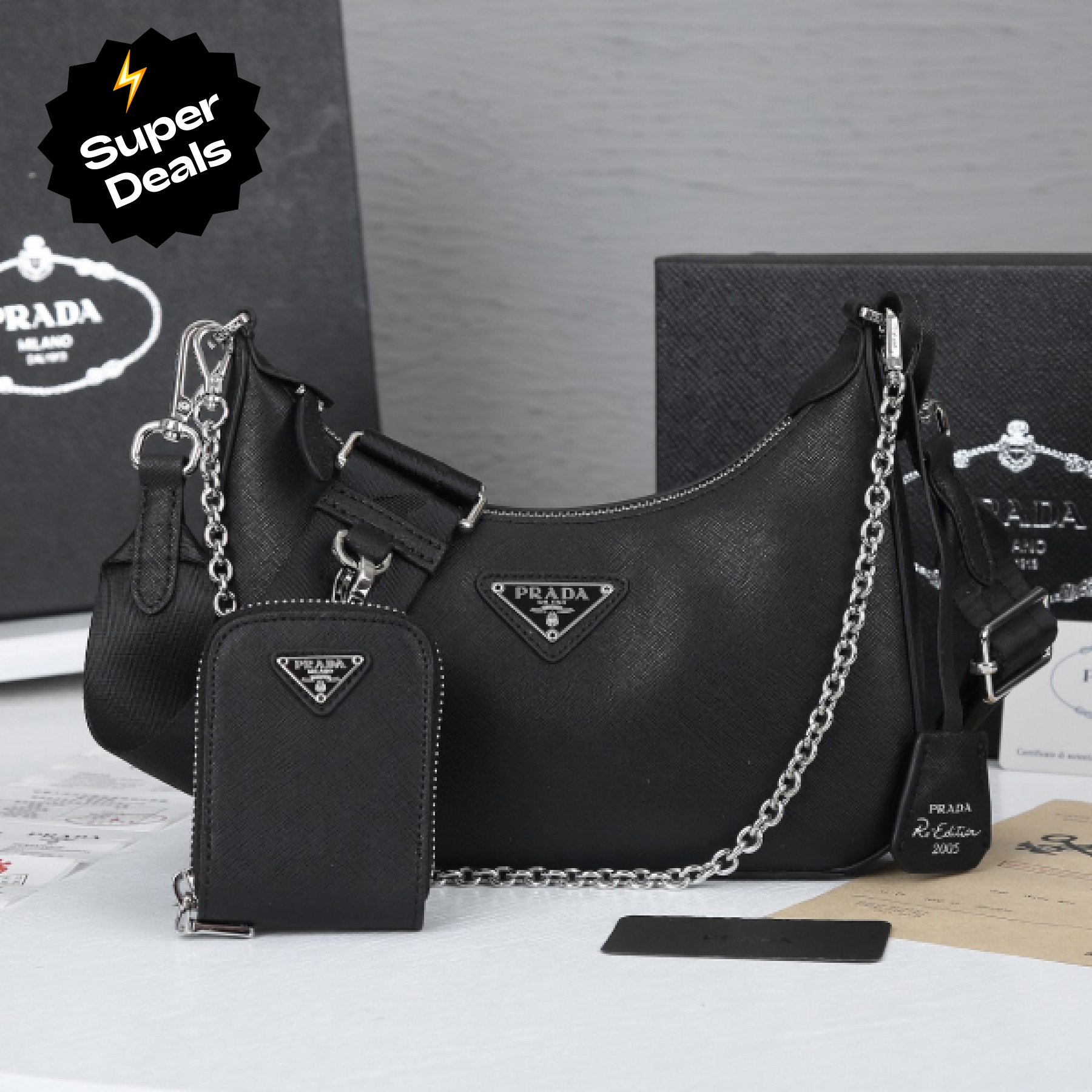 Saffiano texture Re-Edition 2005  Saffiano Leather bag - Gorchic - $103.99