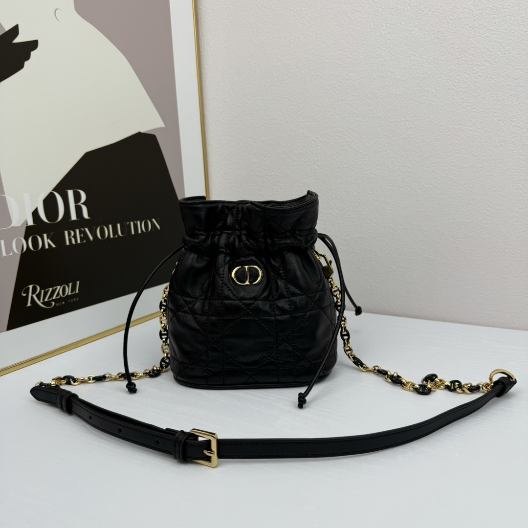 D Inspired 30 Montaigne Drawstring Mini Bucket Bag - Black Bag - Gorchic - $173.99