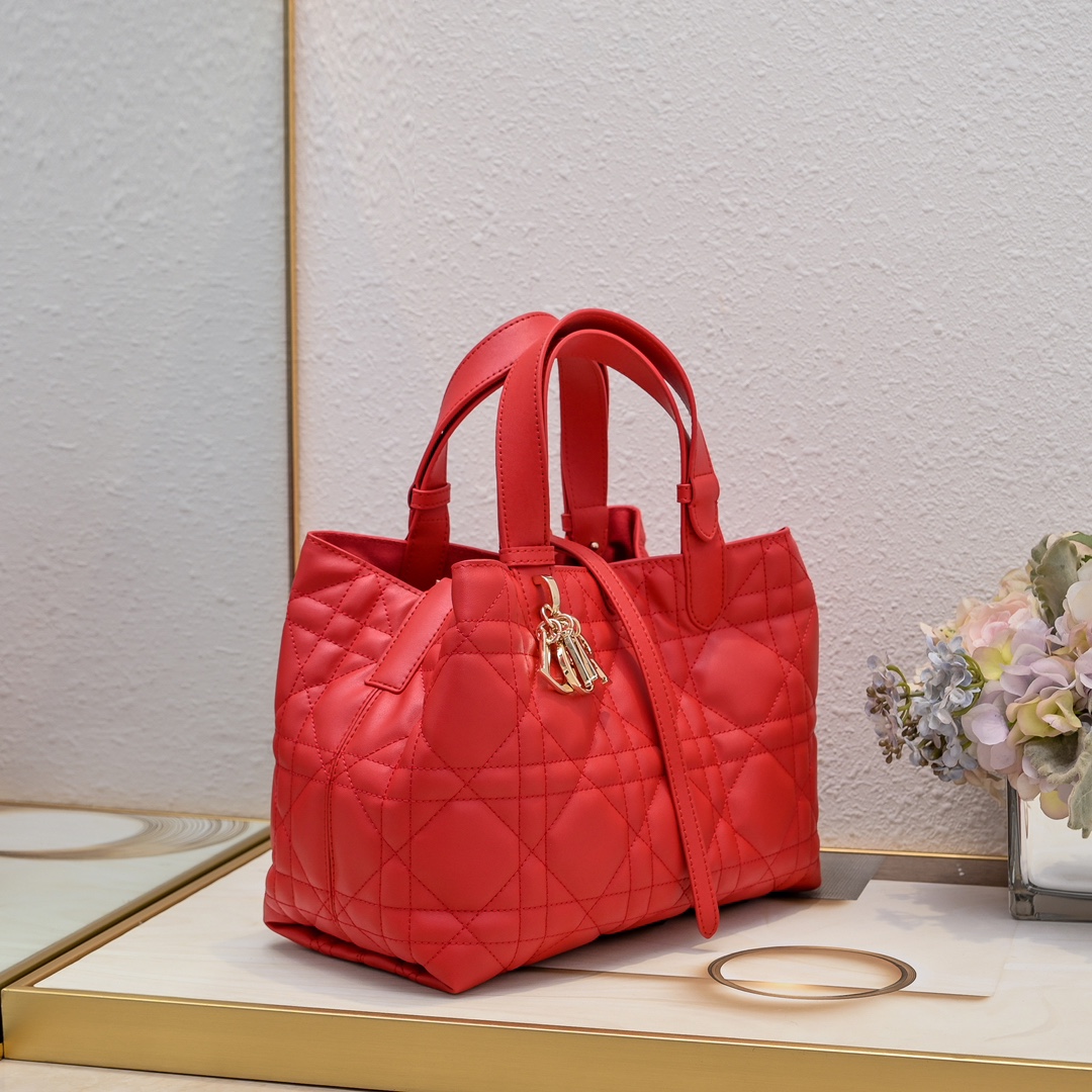 D Inspired Toujours Bag - Cherry Red Macrocannage Calfskin - Gorchic - $136.99