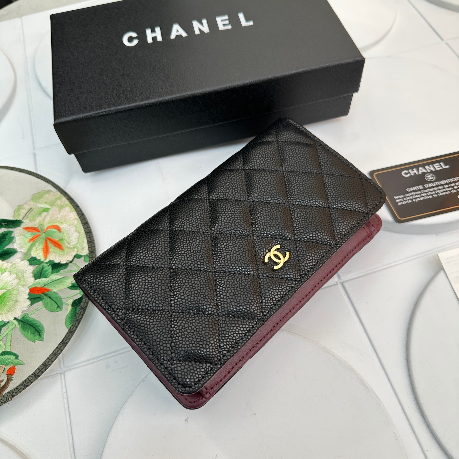 CC Inspired Wallet Quilted Caviar Gold-tone Black Wallet - Bag - Gorchic - $90.99