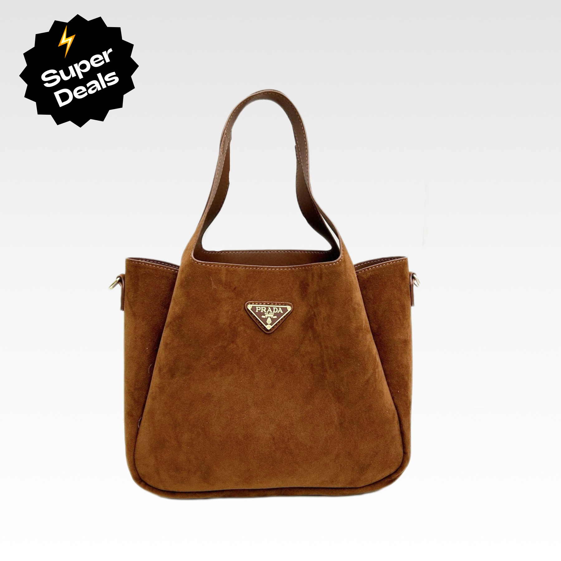 Saffiano texture Suede Brown Large Tote - Gorchic - $125.99