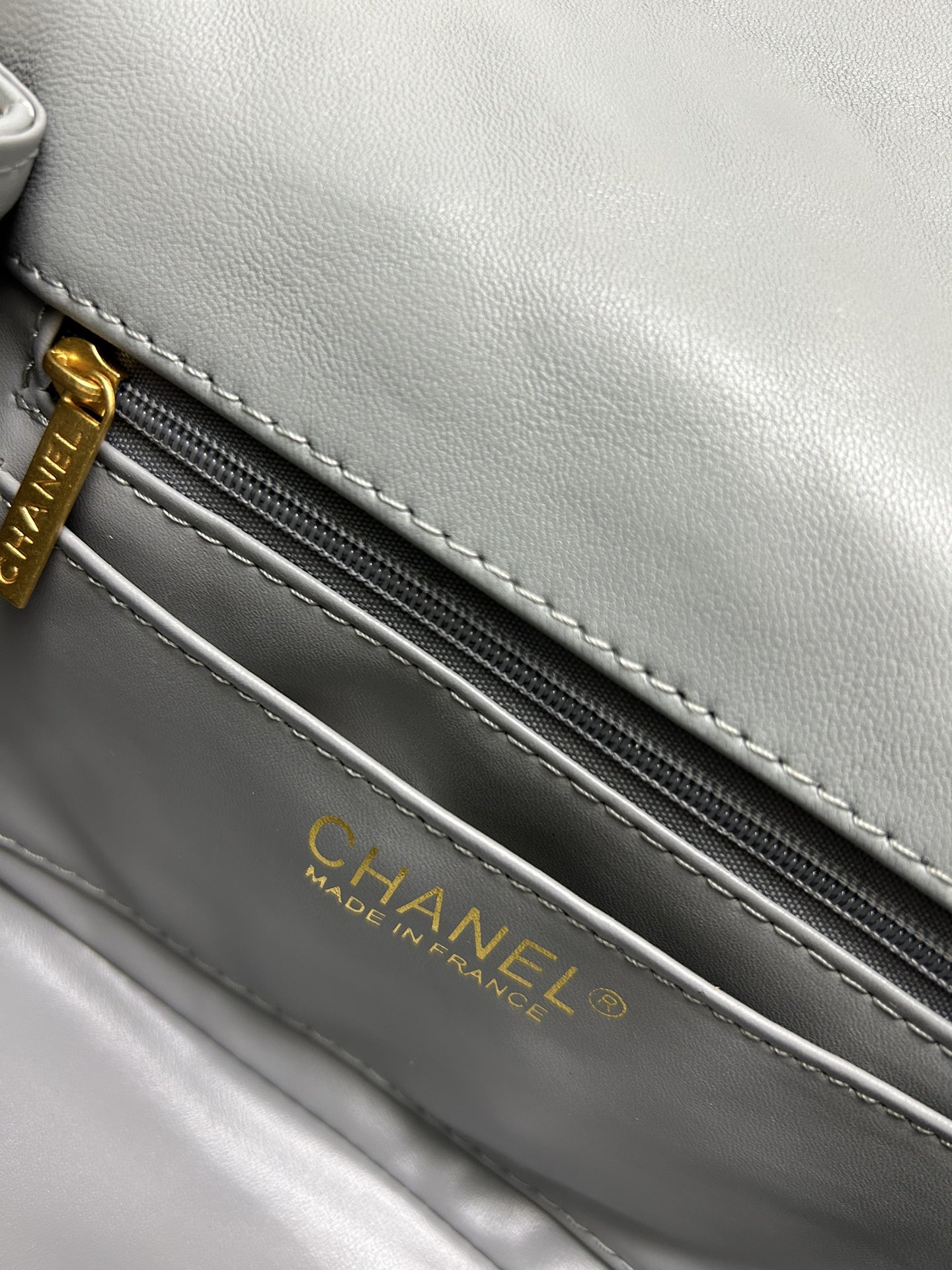 CC Inspired Mini Square Pearl Flap Bag Grey Leather Gold Hardware - Gorchic - $132.99