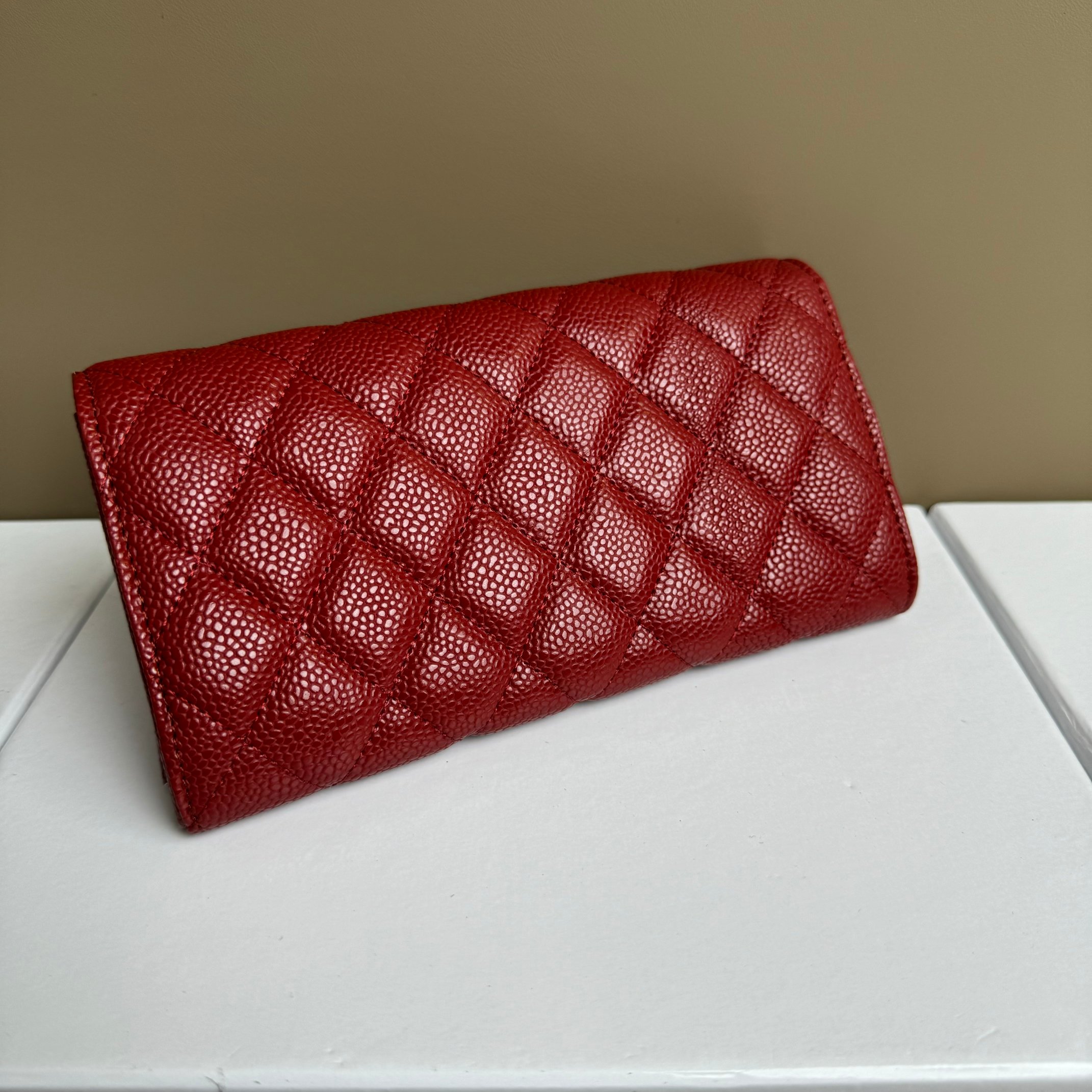 CC Inspired Counterfeit Caviar Leather Wallet-Red Wallet - Gorchic - $59.99