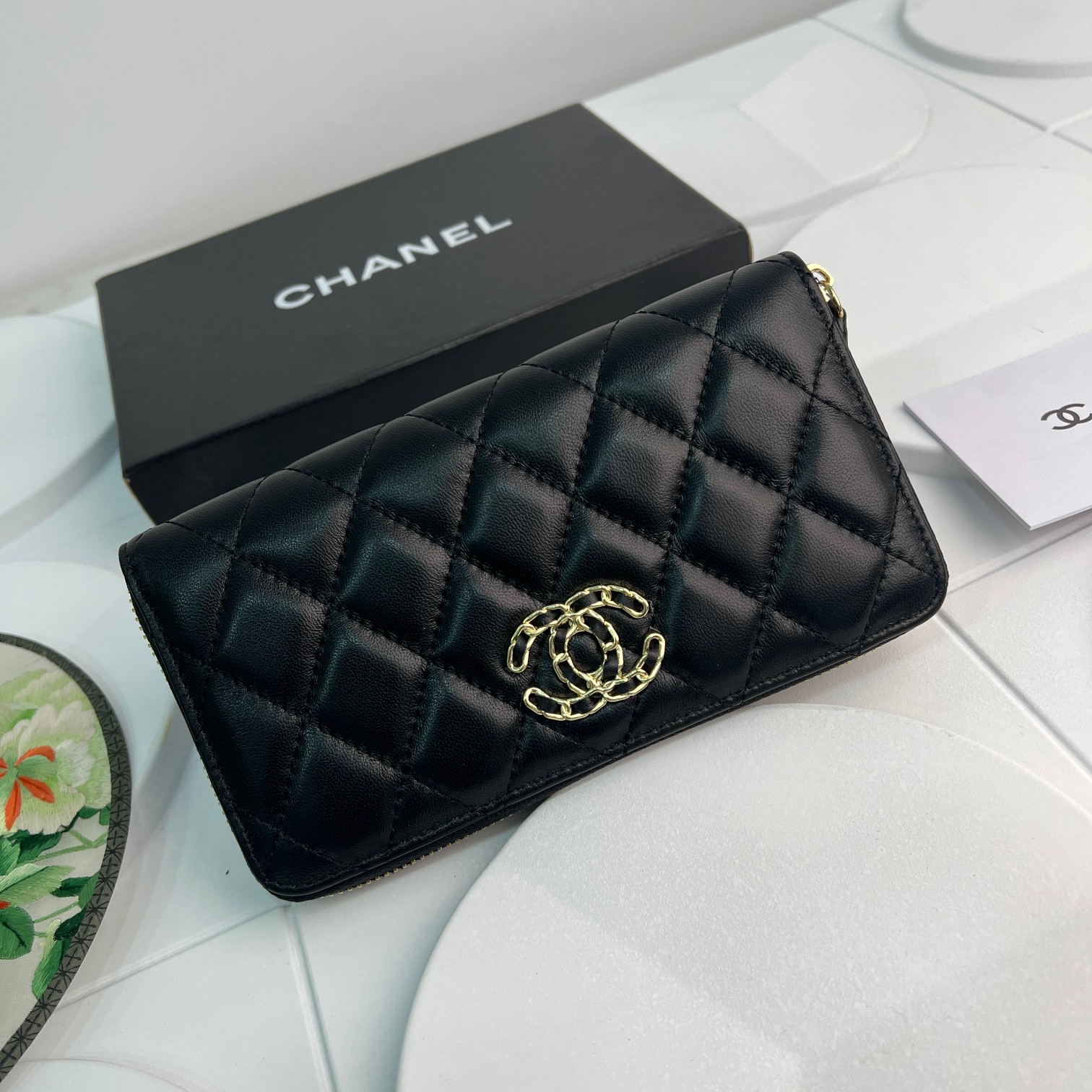 CC Inspired Boy Zip Around Wallet Quilted Caviar Long-Plain Gold Wallet - Gorchic - $52.99