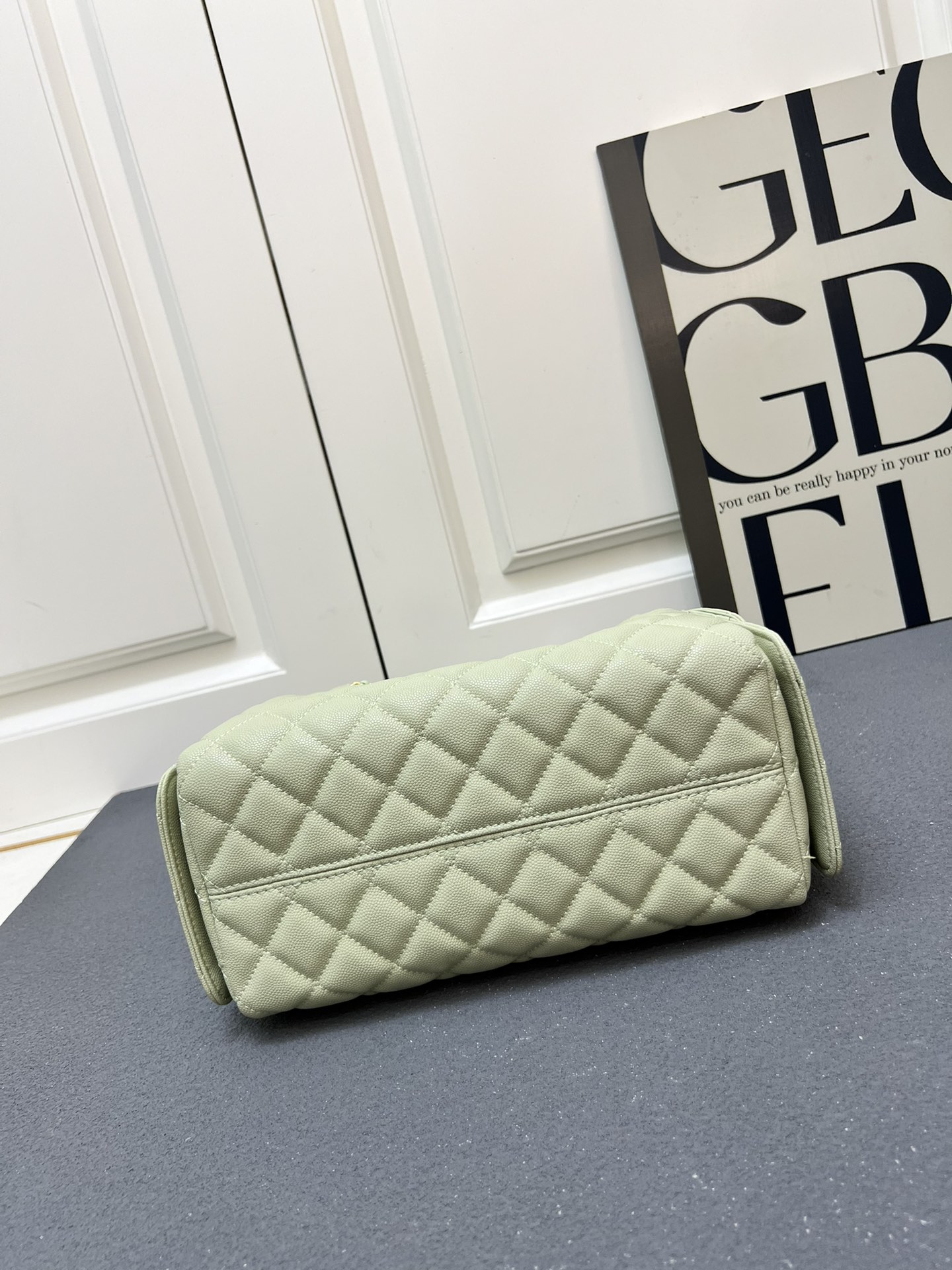 CC Inspired 25 Small Handbag Grained Calfskin & Gold-Tone Metal Light Green - Bag - Gorchic - $152.99