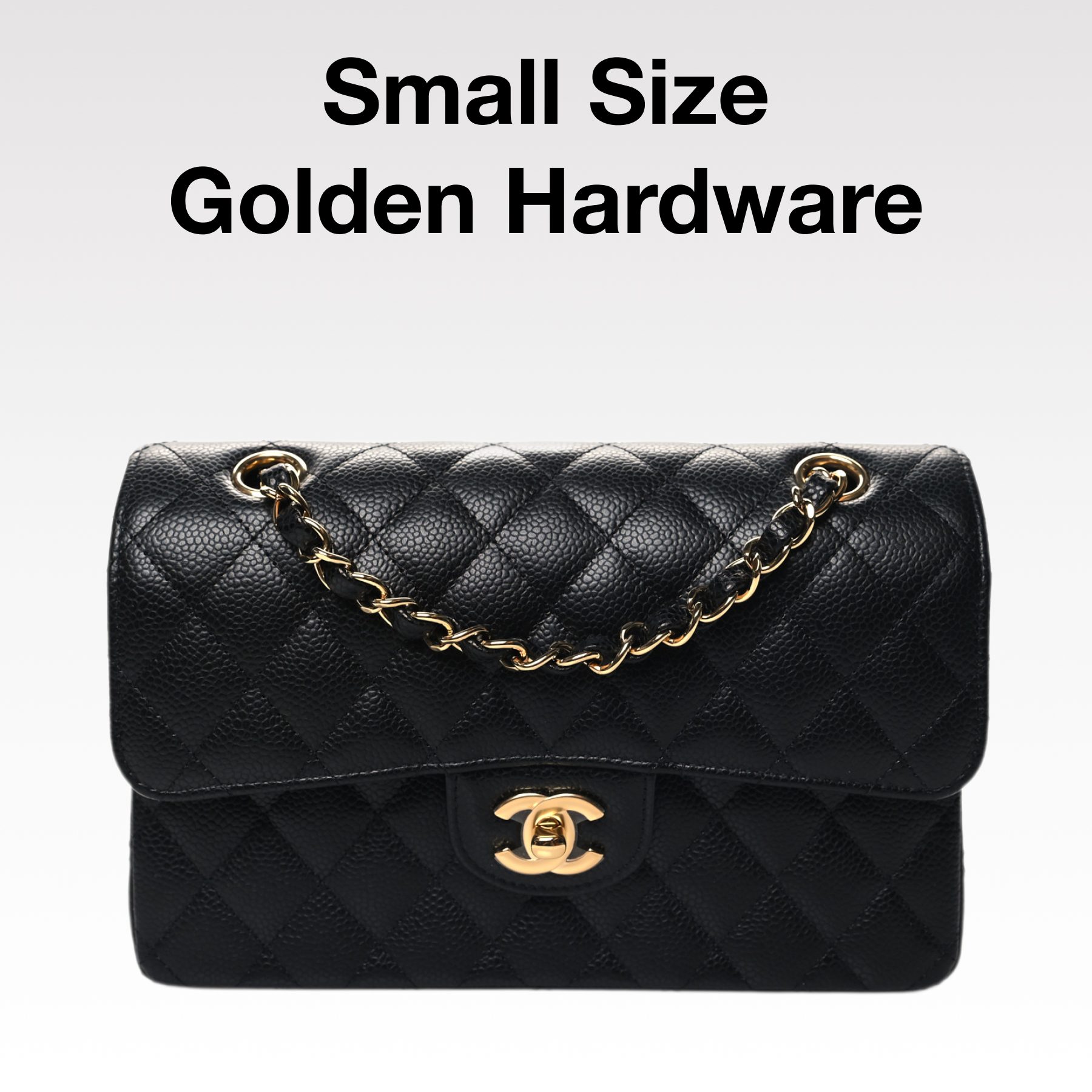 CC Inspired Classic Flag Bag Medium Classic Double Flap Bag Black Caviar Gold Hardware - Bag - Gorchic - $125.99