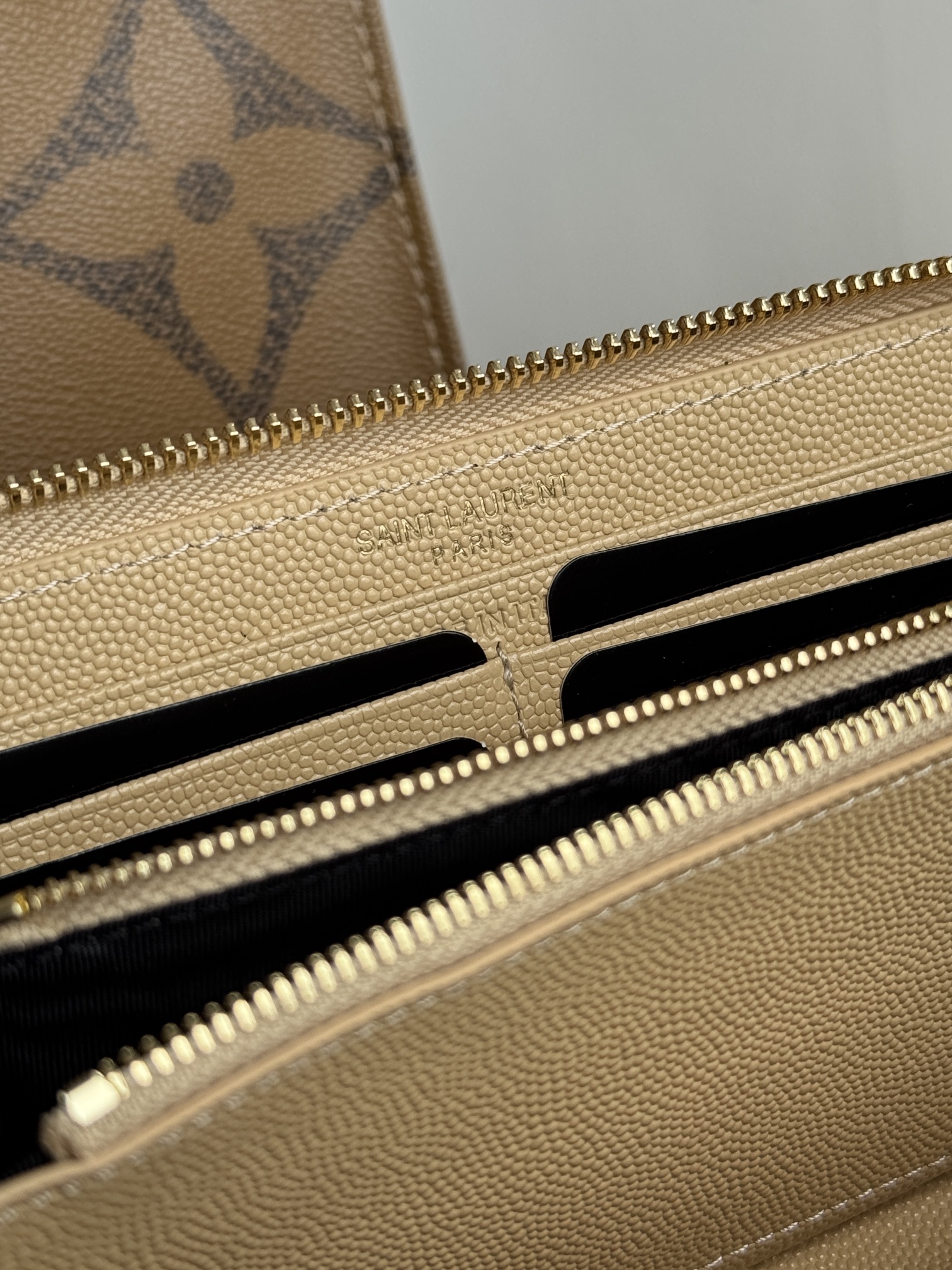 Lady Designer Monogramme leather Wallet -Apricot Wallet - Gorchic - $52.99