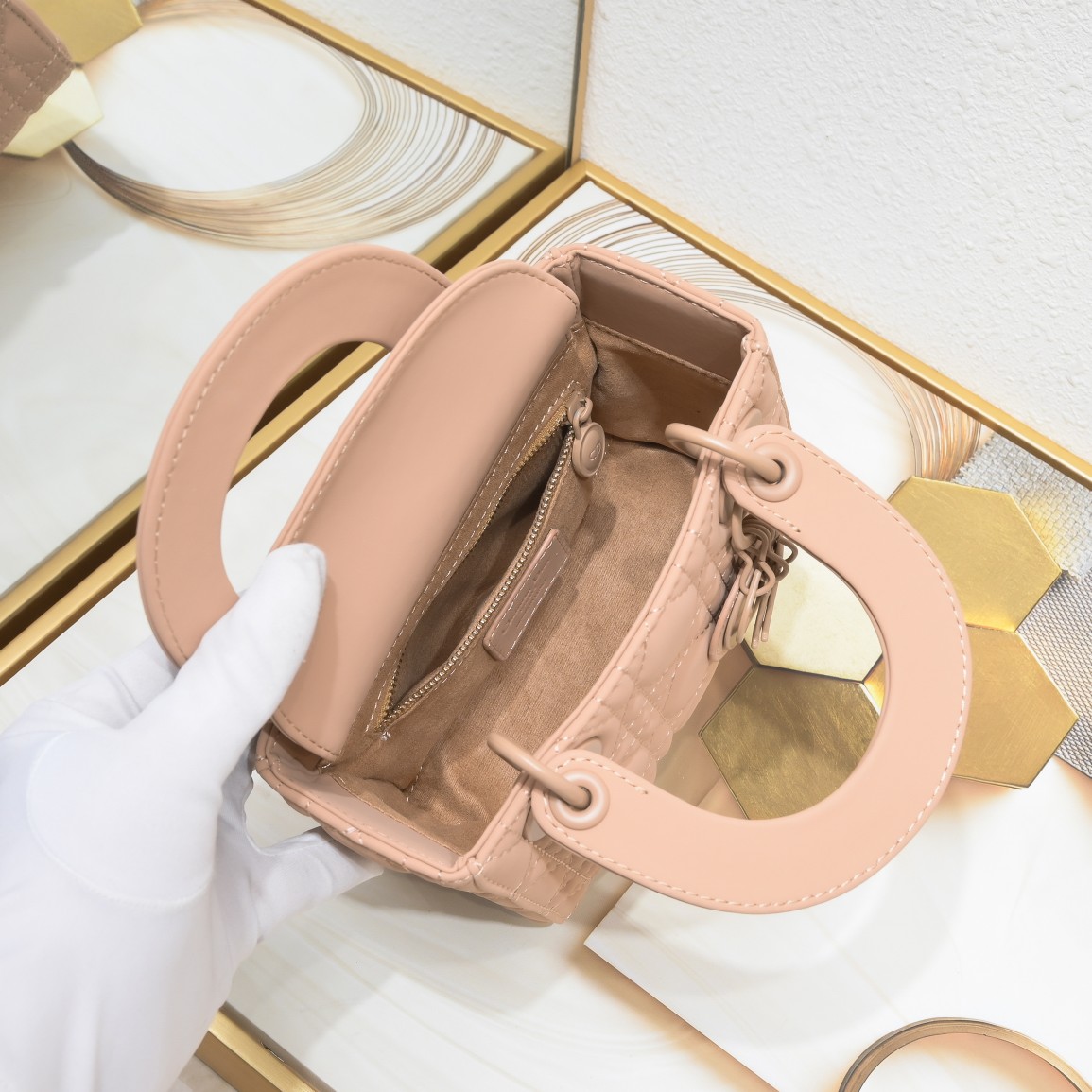 D Inspired Mini Lady D Inspired Bag Blush Ultramatte Calfskin - Bag - Gorchic - $138.99