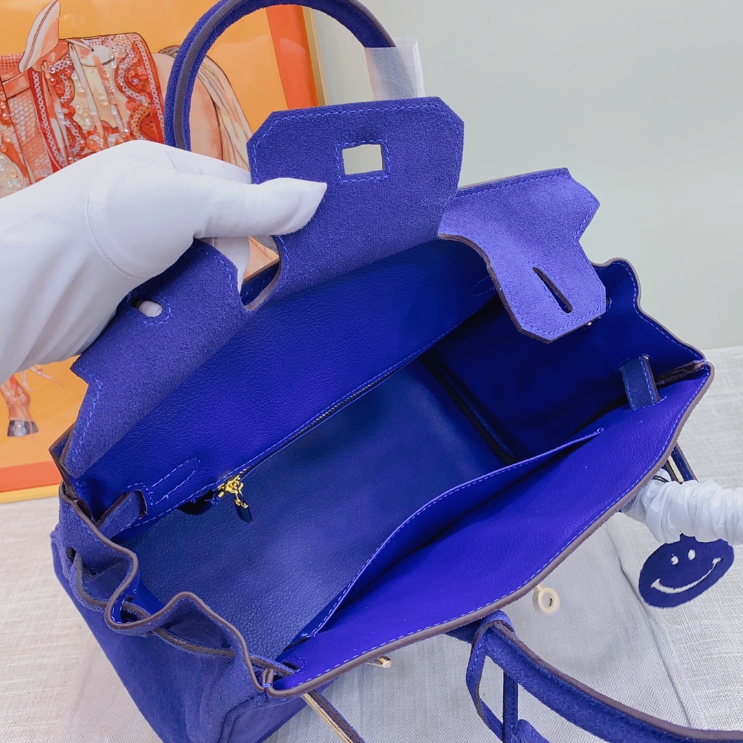 H-Inspired Birkin Bag Doblis Bag Golden Hardware-Dark Blue Bag - Gorchic - $205.99