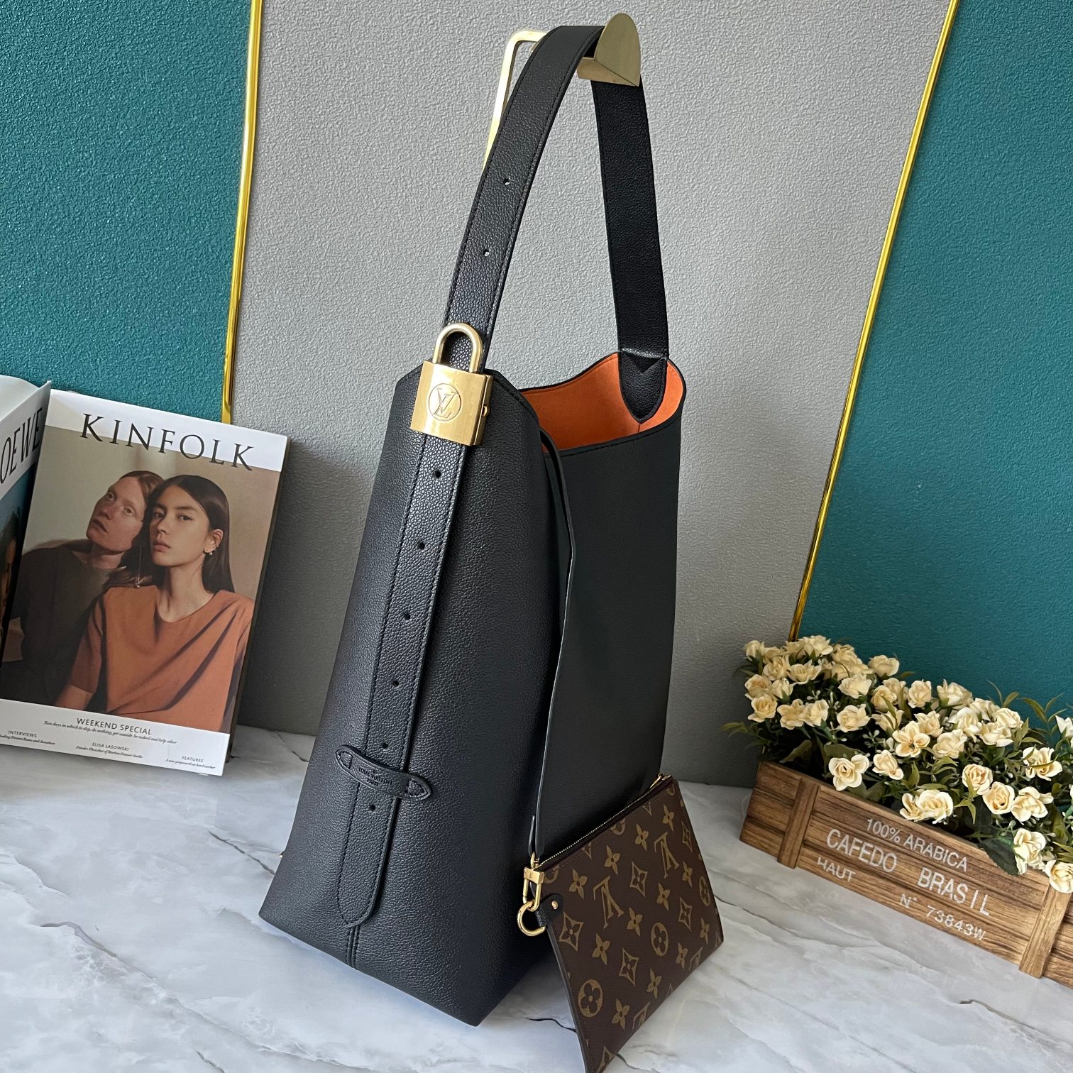 Designer Monogram  Low Key Hobo MM Bag in Black - Bag - Gorchic - $138.99