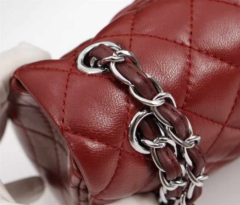 CC Inspired Classic Flag Handbag Lambskin & Gold-Tone Metal Burgundy Sliver Hardware - Bag - Gorchic - $137.99