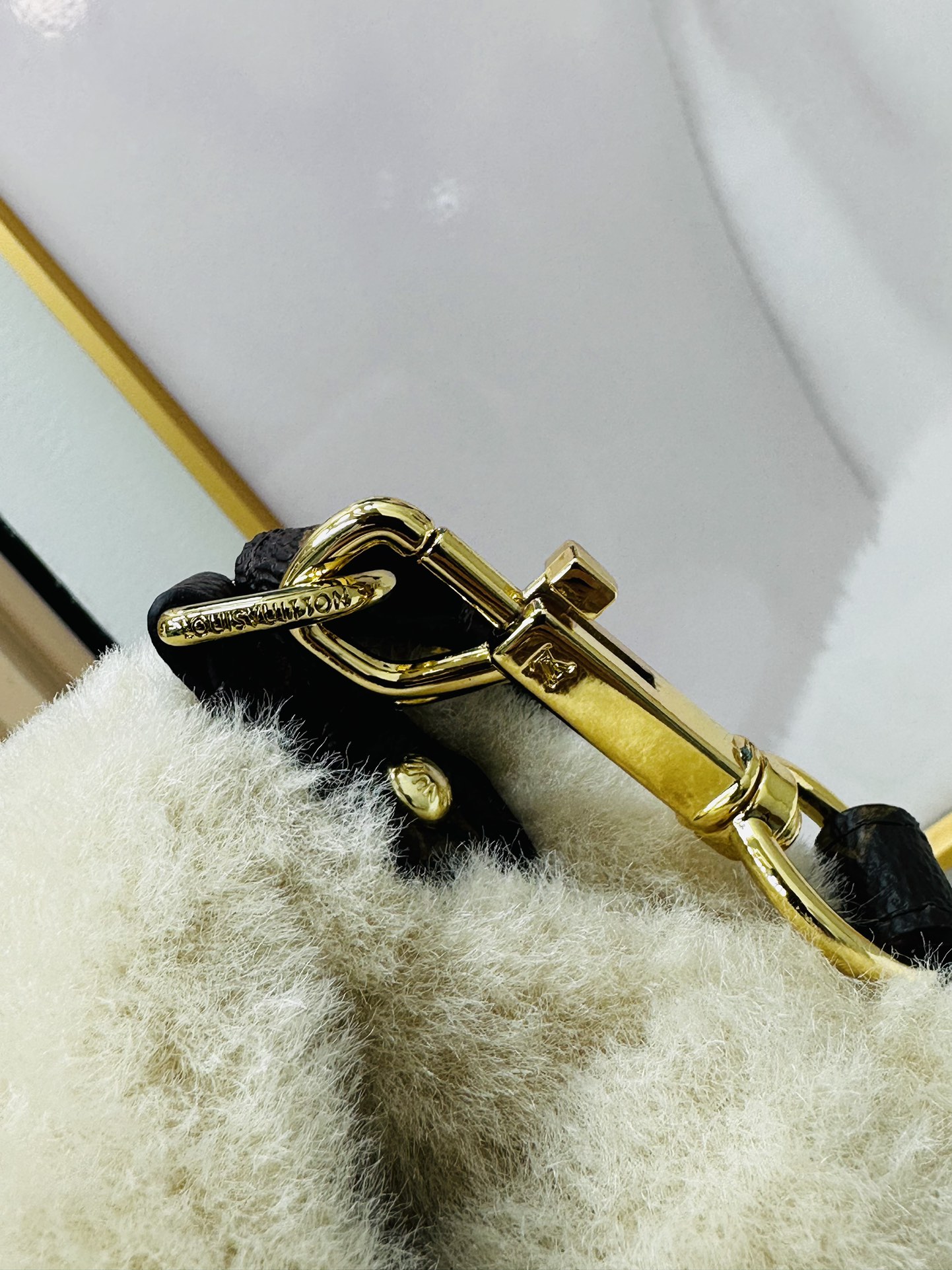 Designer Monogram Sunset Cream Woolen Leather Bag - Gorchic - $128.99