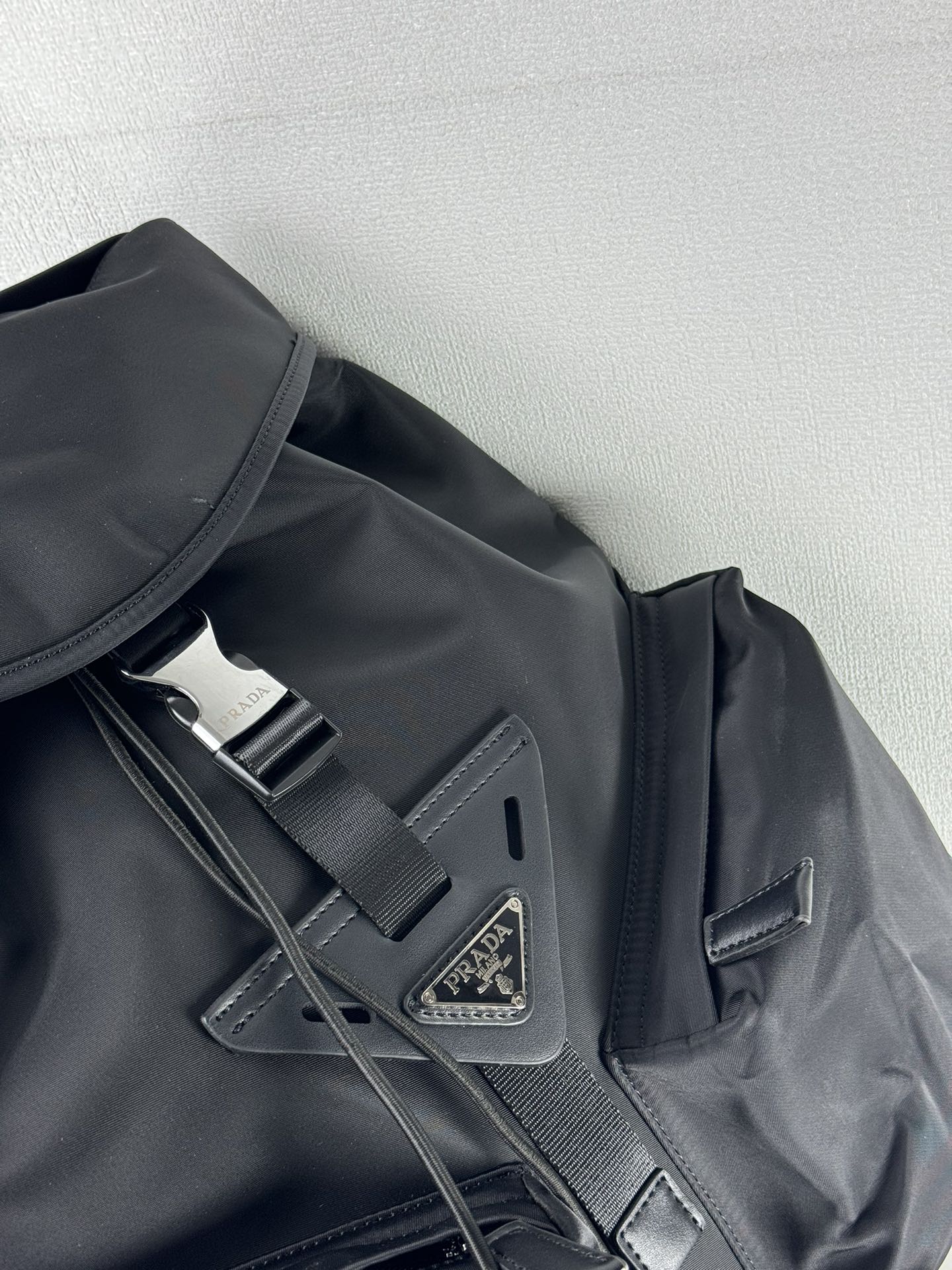 Saffiano texture Re-Nylon and leather backpack Black Bag - Gorchic - $157.99