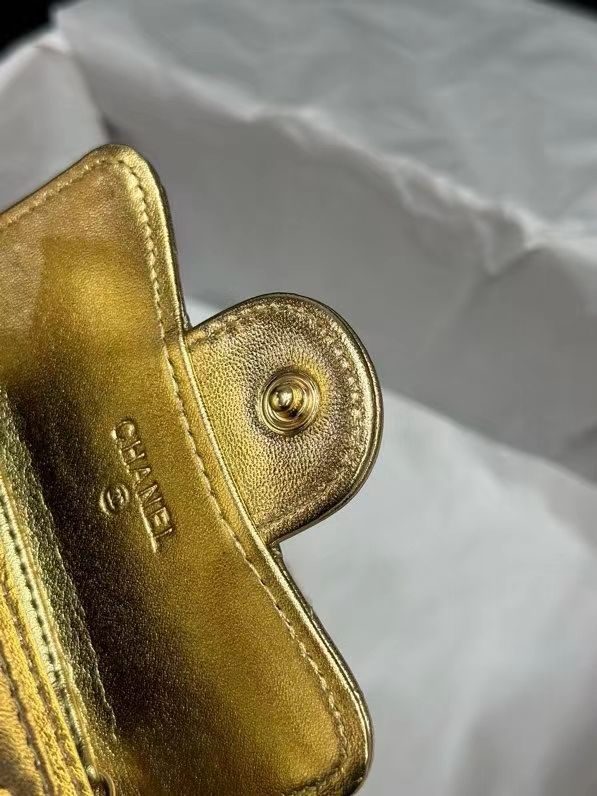 CC Inspired Gold Metallic Calfskin Quilted Flap Chain Waist Bag - Gorchic - $82.99