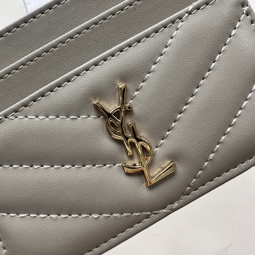 Lady Designer CASSANDRE MATELASSÉ card case in lambskin -Gray Wallet - Gorchic - $35.99