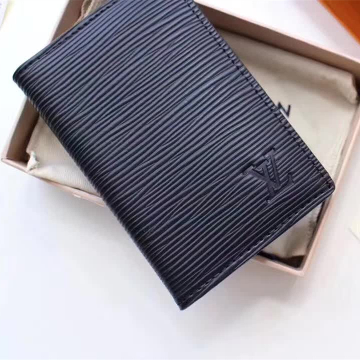 Designer Monogram Card Case Black Wallet - Gorchic - $110.99