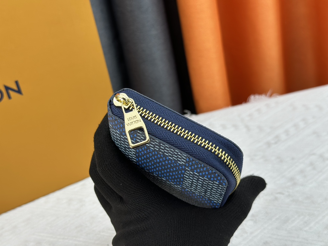 Designer Monogram  Zippy Wallet Vertical Canvas Wallet-Navy Blue Plaid  Wallet - Gorchic - $55.99